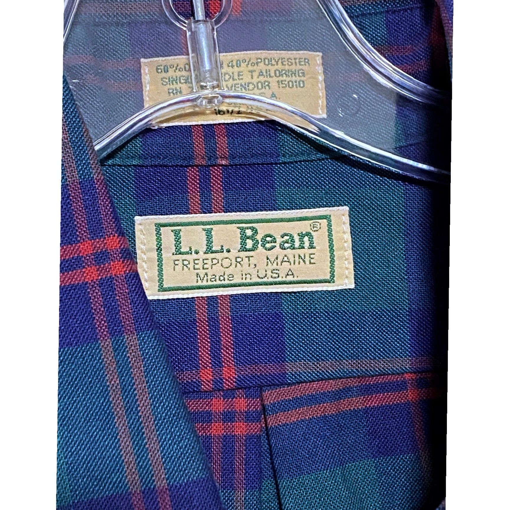 Vintage VINTAGE L.L.Bean Shirt Men Plaid Button-Up Freeport Maine 16.5 35 Cotton Green Classic Barn Size US XL / EU 56 / 4 - 4 Thumbnail