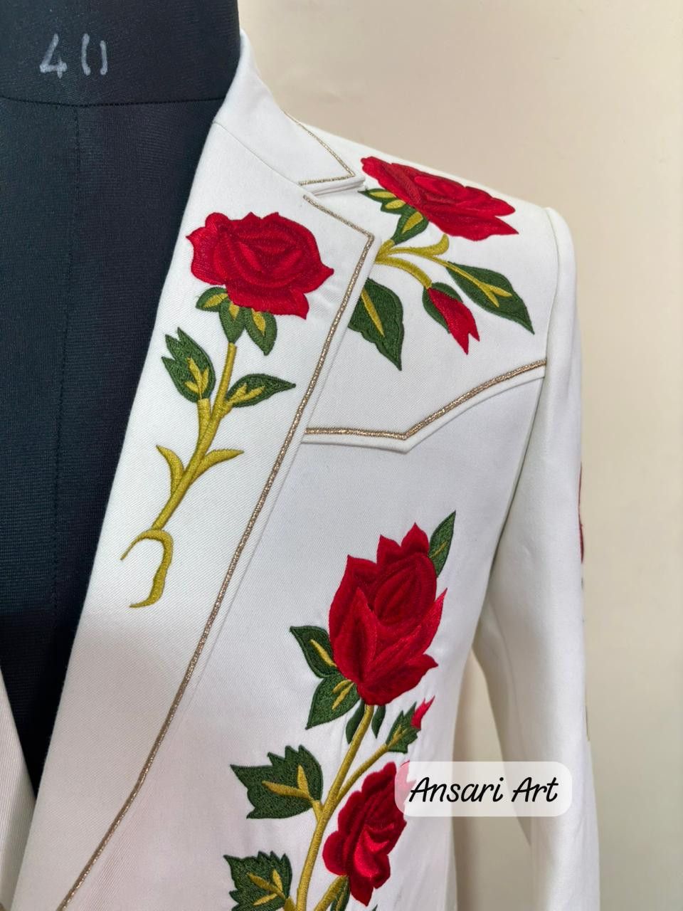 Other Men 2PC Customized floral embroidery cocktail western outfit Size 44S - 4 Thumbnail