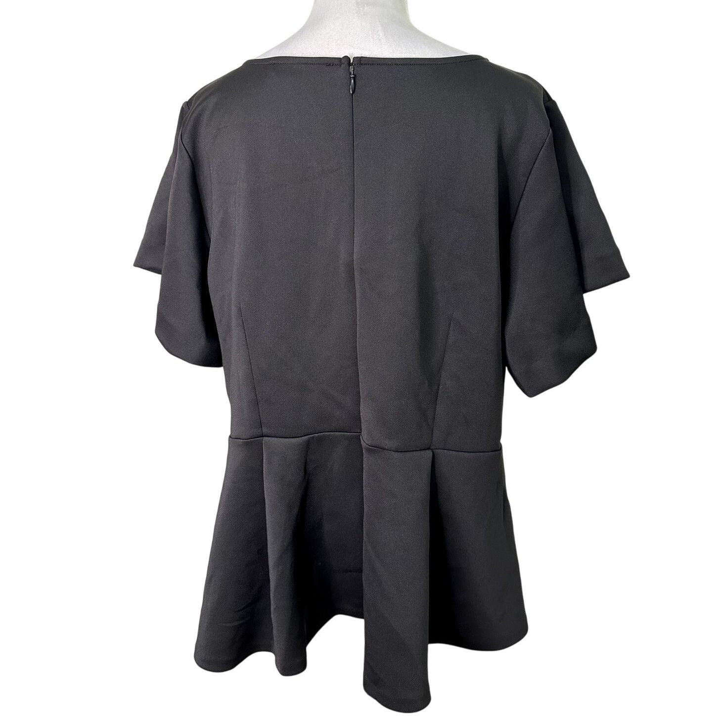 Other Eloquii Womens Plus Black Flutter Sleeve Peplum Scuba Top 14 Size XL / US 12-14 / IT 48-50 - 5 Thumbnail