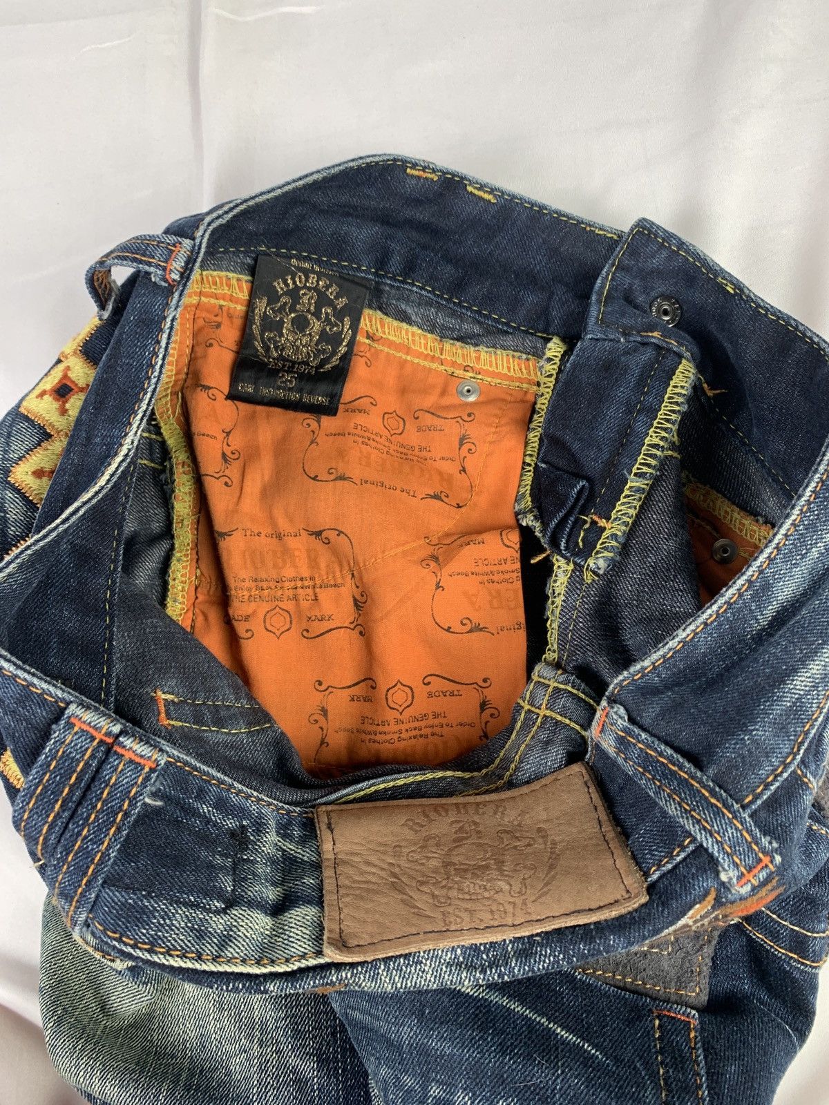 Japanese Brand Riobera Japan Navajo Embroidered Flared Baggy Jeans Pants Size 30" / US 8 / IT 44 - 12 Thumbnail