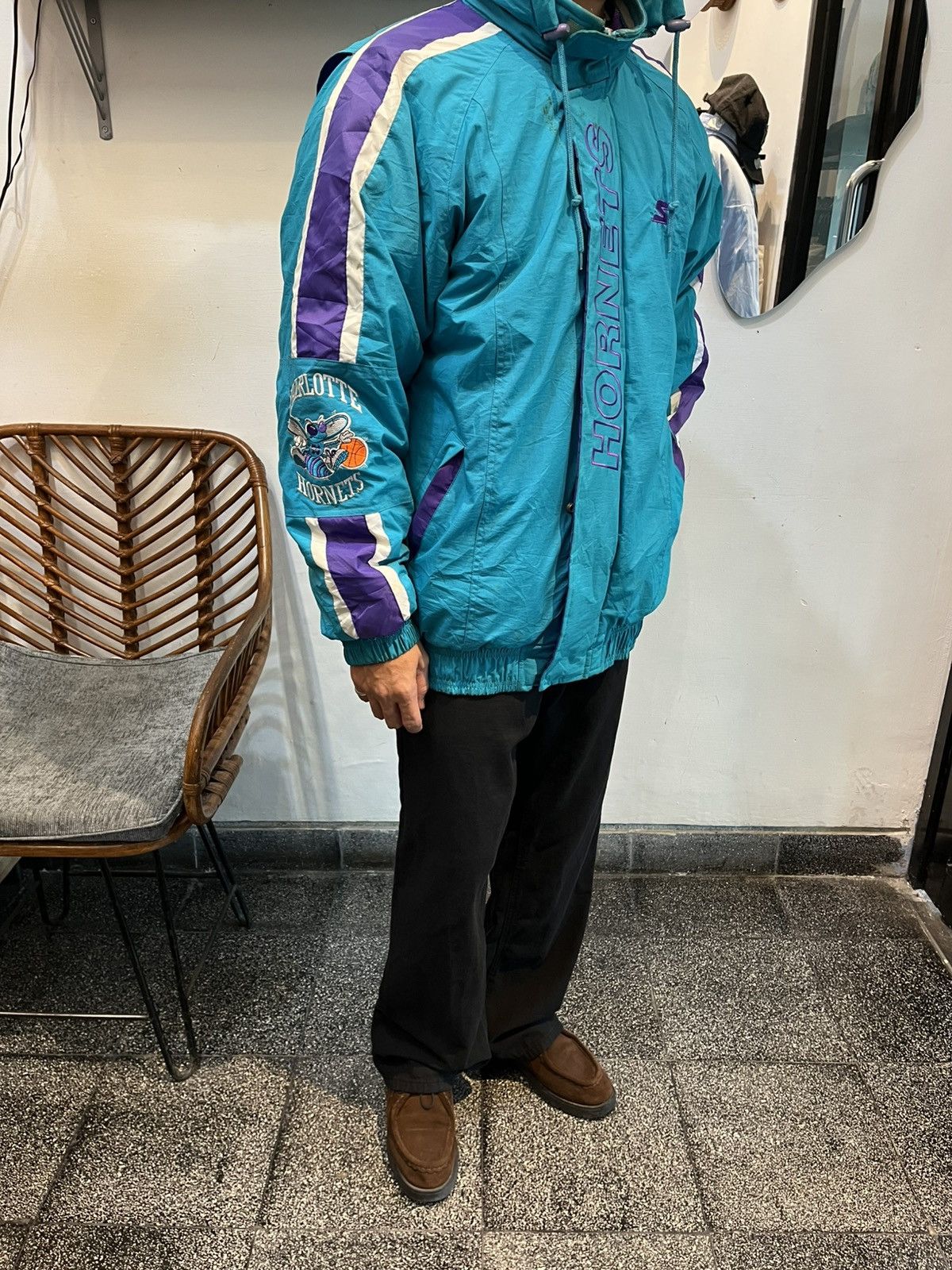 Vintage 90s Charlotte Hornets Starter Puffer Down Jacket Hood! Size US L / EU 52-54 / 3 - 2 Thumbnail
