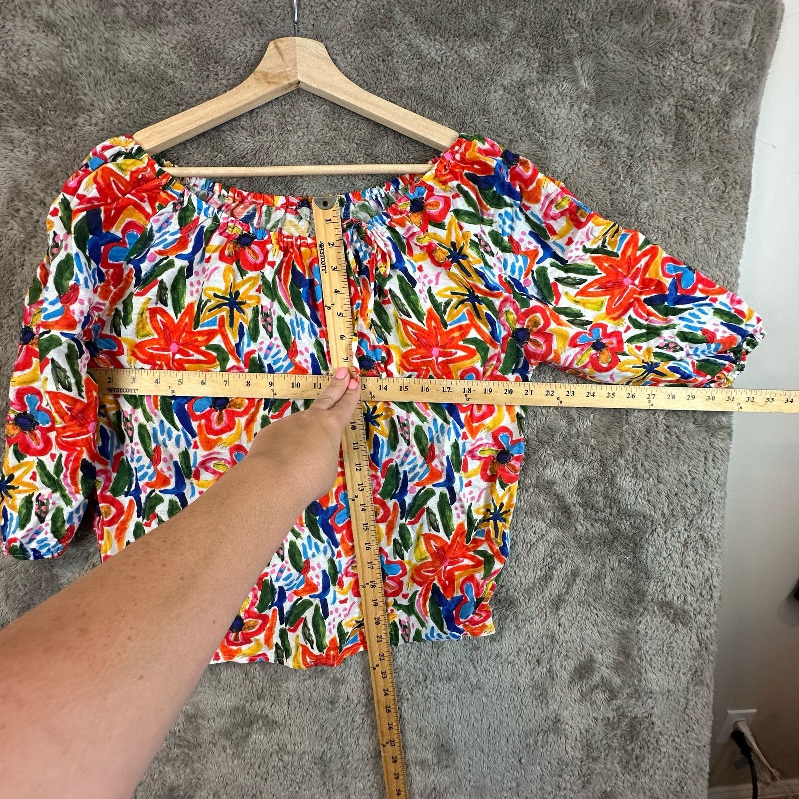 Other Hester Orchard Linen L Bright Floral Off Shoulder Top Blouse Size L / US 10 / IT 46 - 9 Thumbnail