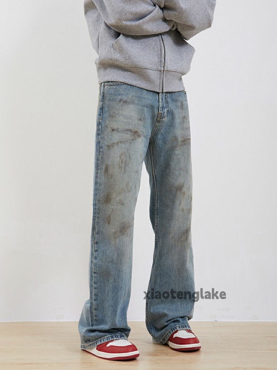 Jean × Vintage washed faded stain paint rusty loose baggy jeans Size US 32 / EU 48 - 2 Thumbnail