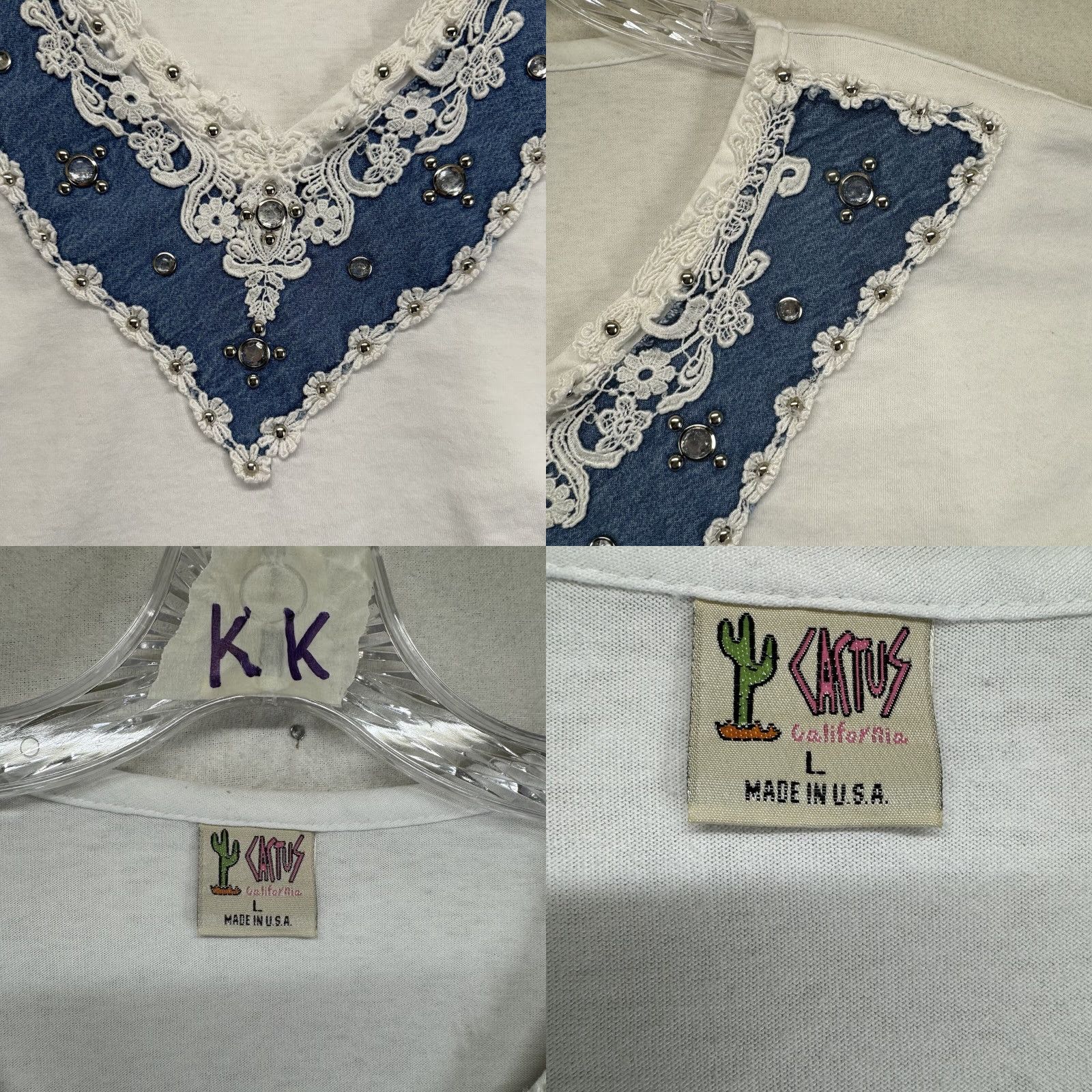 Vintage VINTAGE Cactus Women's T-Shirt Short Sleeve Cotton Embroidered Lace USA 90s White M/L Size M / US 6-8 / IT 42-44 - 8 Thumbnail