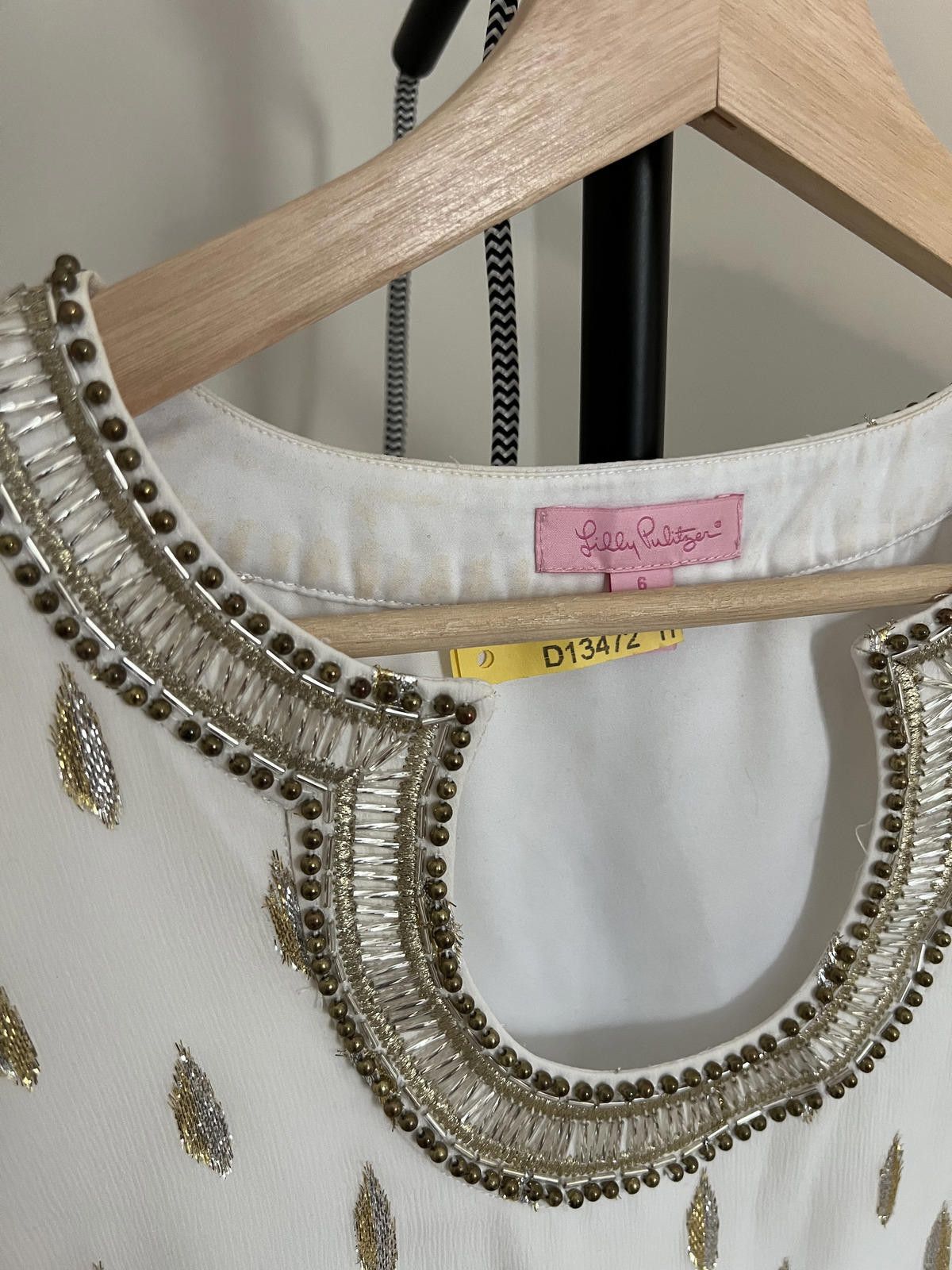 Lilly Pulitzer Lilly Pulitzer Amory Silk Dress Resort White Gold Metallic Size M / US 6-8 / IT 42-44 - 4 Thumbnail