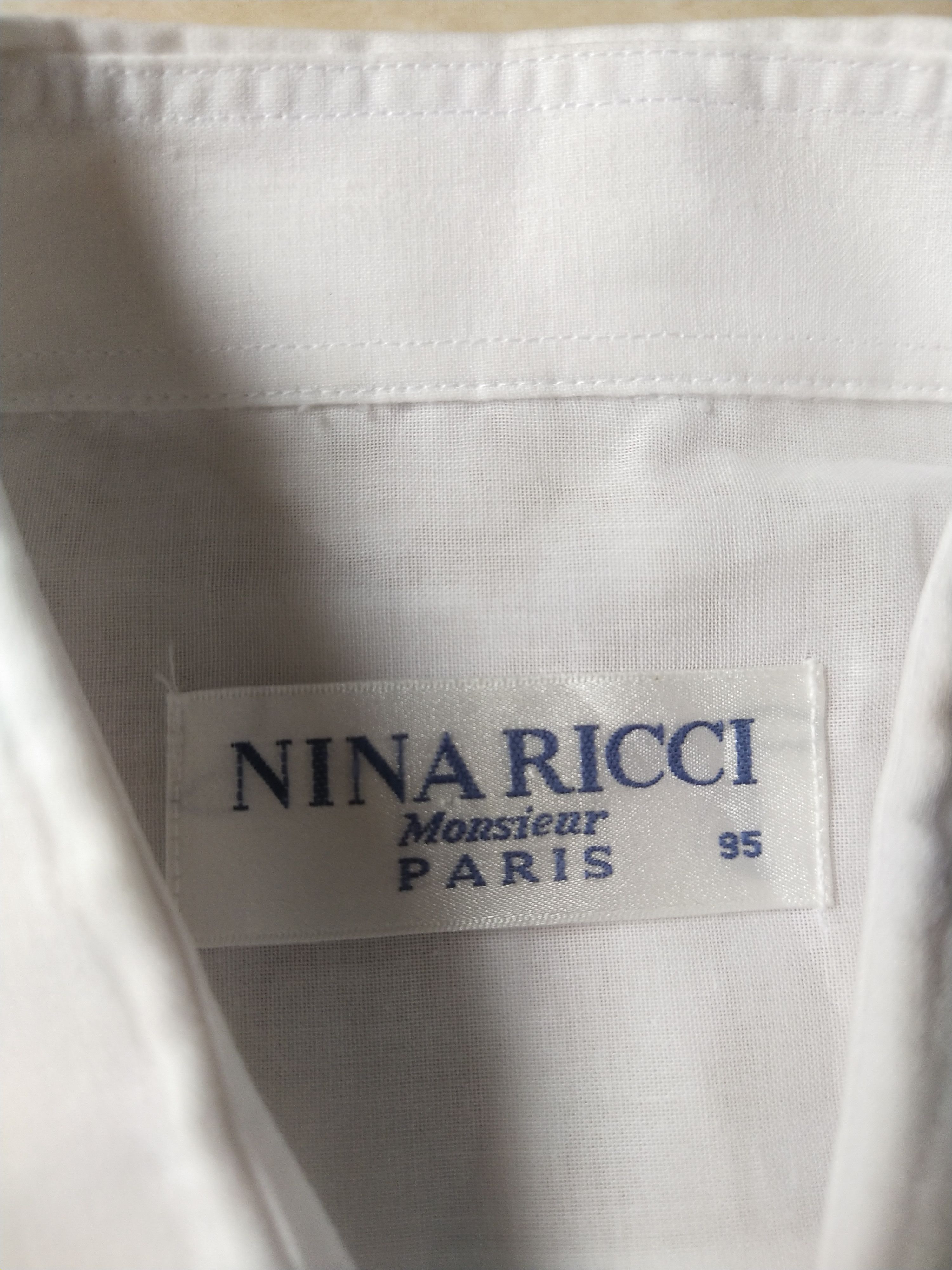 Nina Ricci 1990s Nina Ricci Monsieur Paris White SS Embroidered Shirt Size L / US 10 / IT 46 - 6 Thumbnail