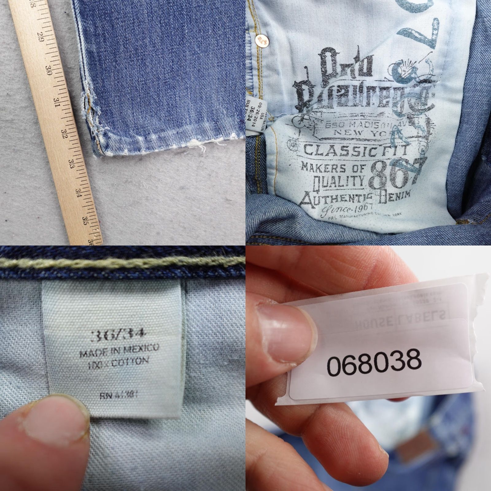 Polo Ralph Lauren Polo Ralph Lauren Jeans Mens 36x32 Blue Denim Straight Classic Fit Distressed 867 Jeans Size US M / EU 48-50 / 2 - 9 Thumbnail