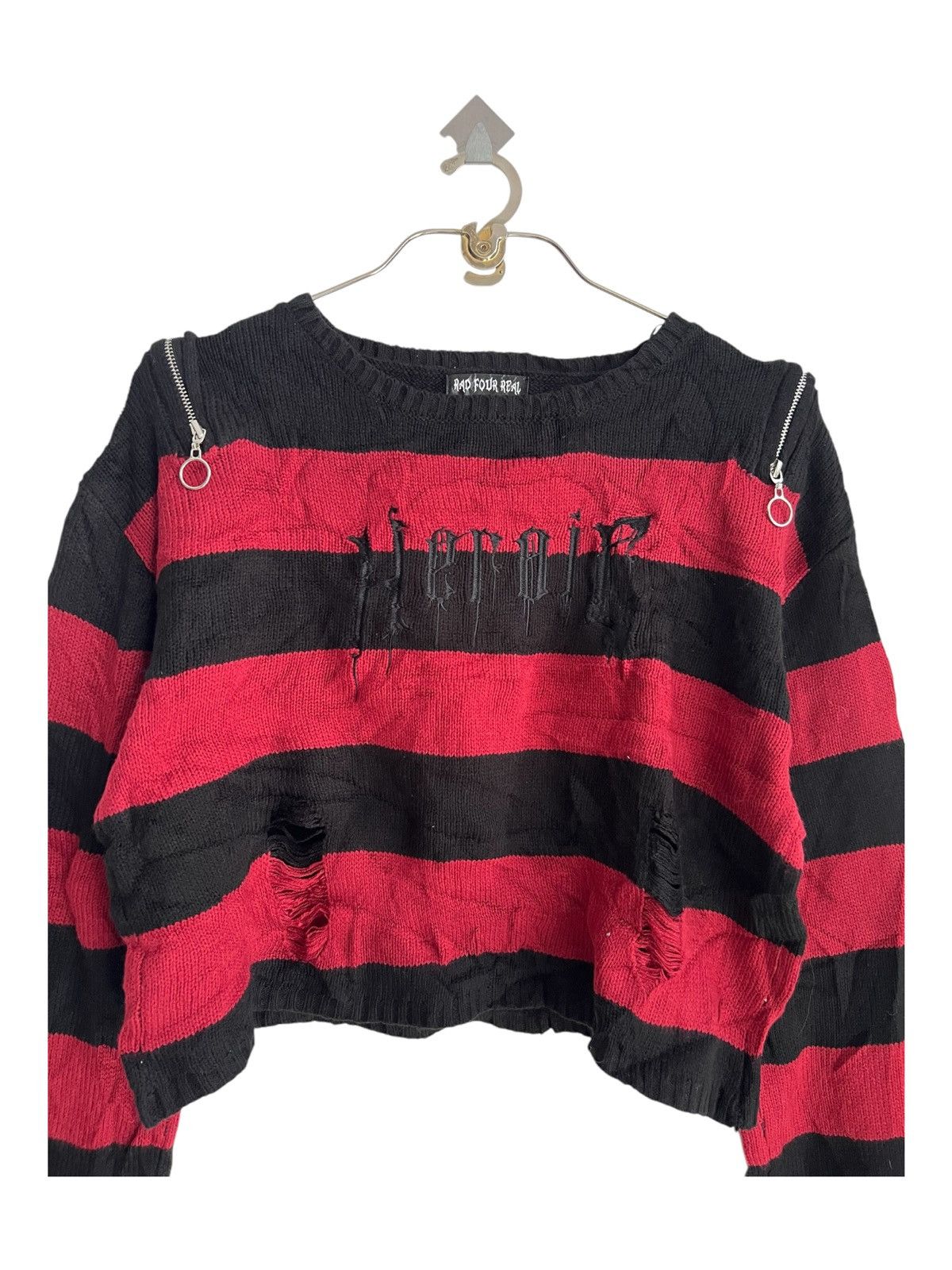 Roen Rad Four Real 🇯🇵 Heroic Dripping Gothic Crop Knitwear Swtr Size M / US 6-8 / IT 42-44 - 1 Thumbnail
