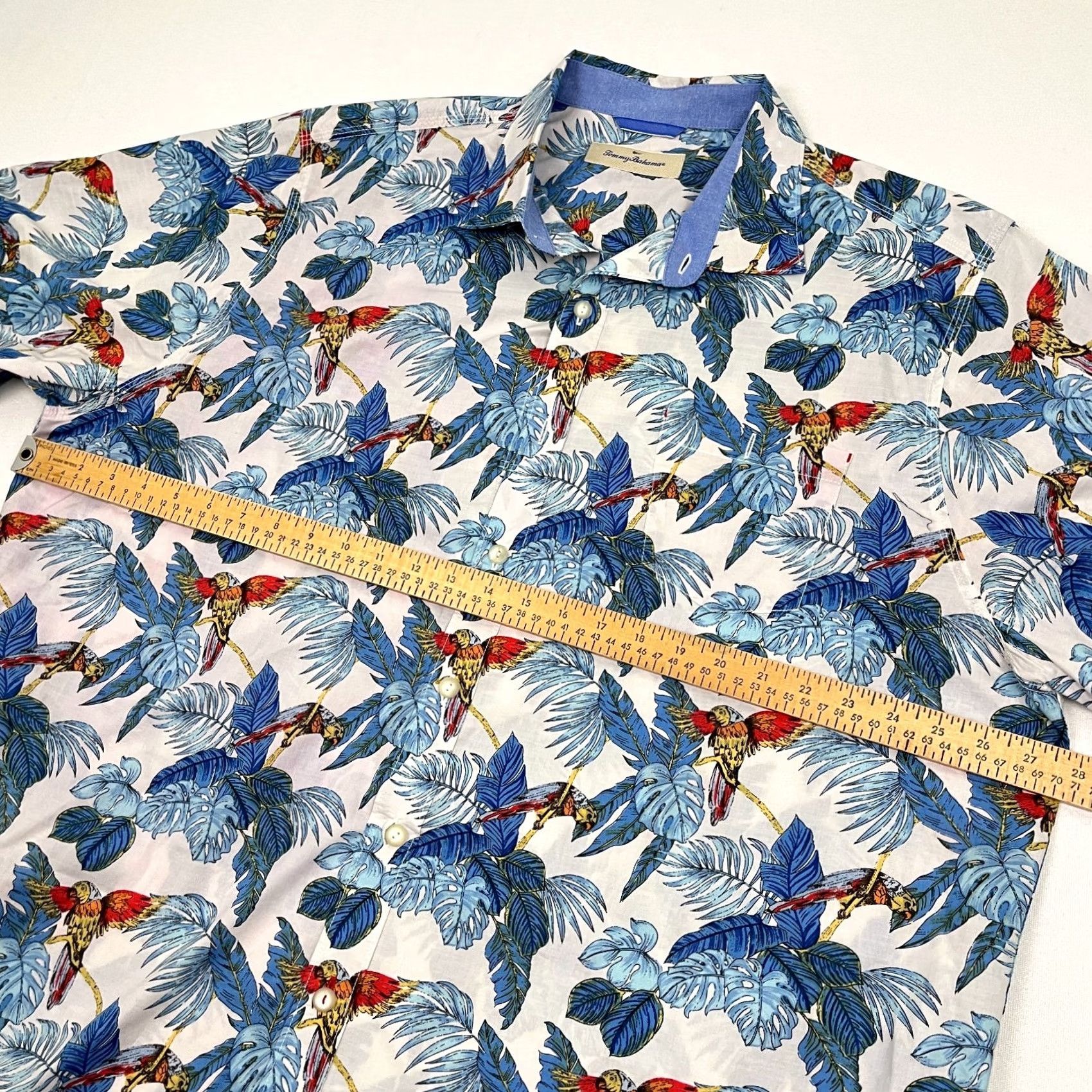 Tommy Bahama Tommy Bahama Shirt Mens XL Blue Floral 24 Parrot Fronds Hawaiian Tropic Vacation Shirt Size US XL / EU 56 / 4 - 5 Thumbnail
