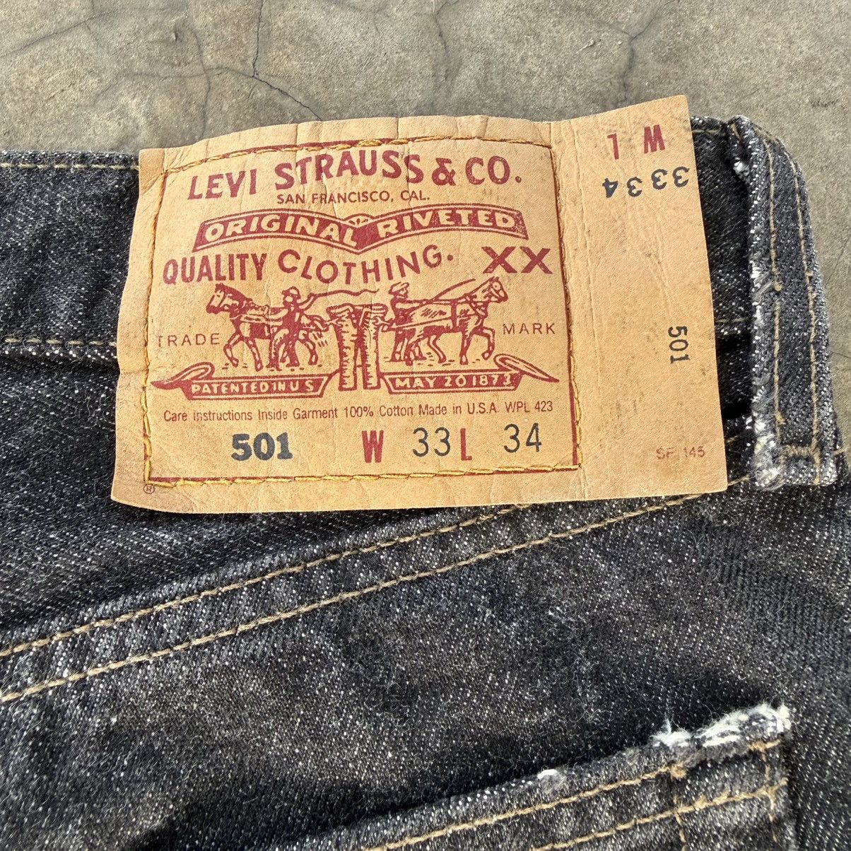 Levi's Vintage Clothing W33x34 Vintage 98' Levi's 501 Black Denim Jean Pants Size US 33 - 14 Thumbnail