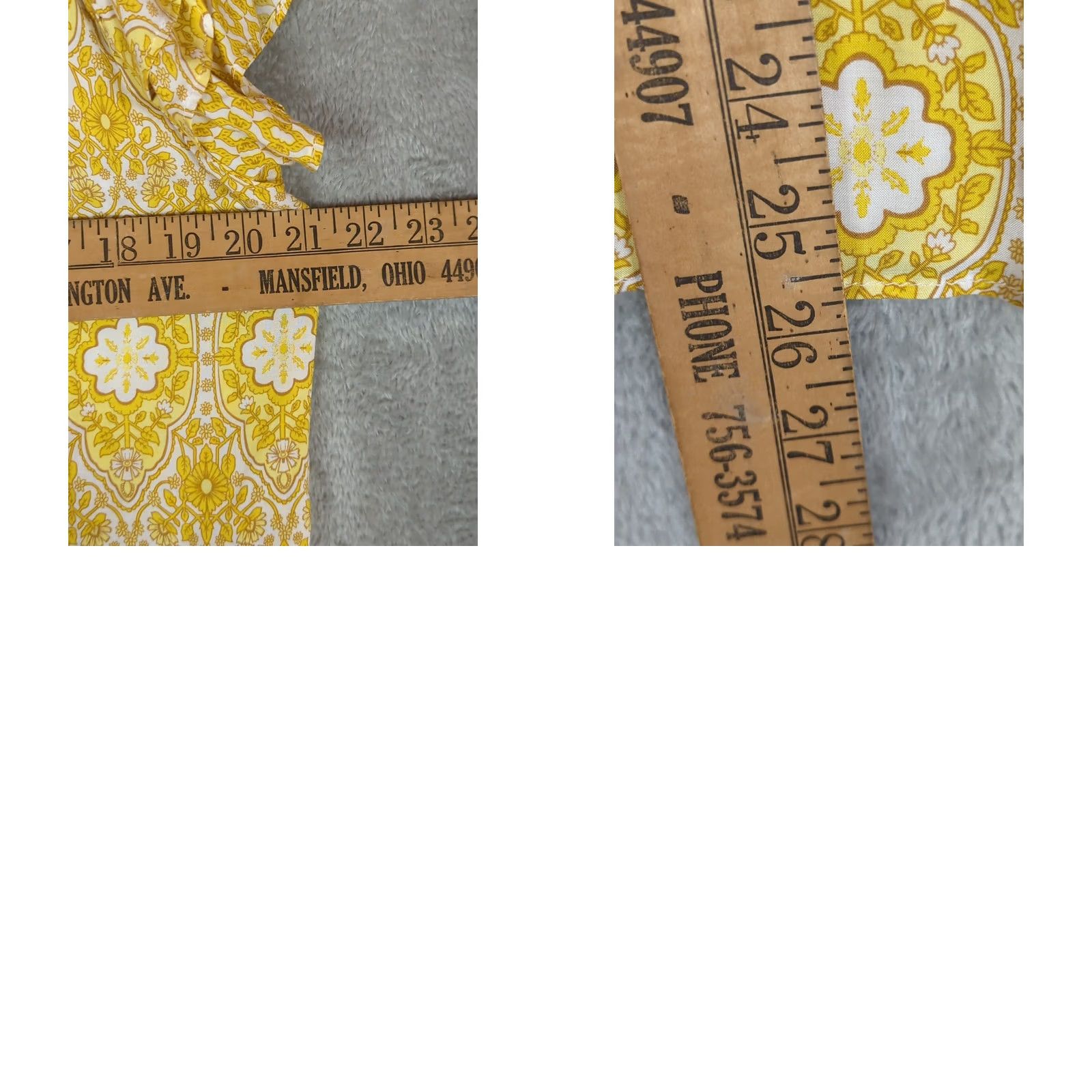 Vintage Rose Olive Yellow Floral Tasseled V Neck Short Sleeve Top L Casual Blouse Size L / US 10 / IT 46 - 8 Thumbnail