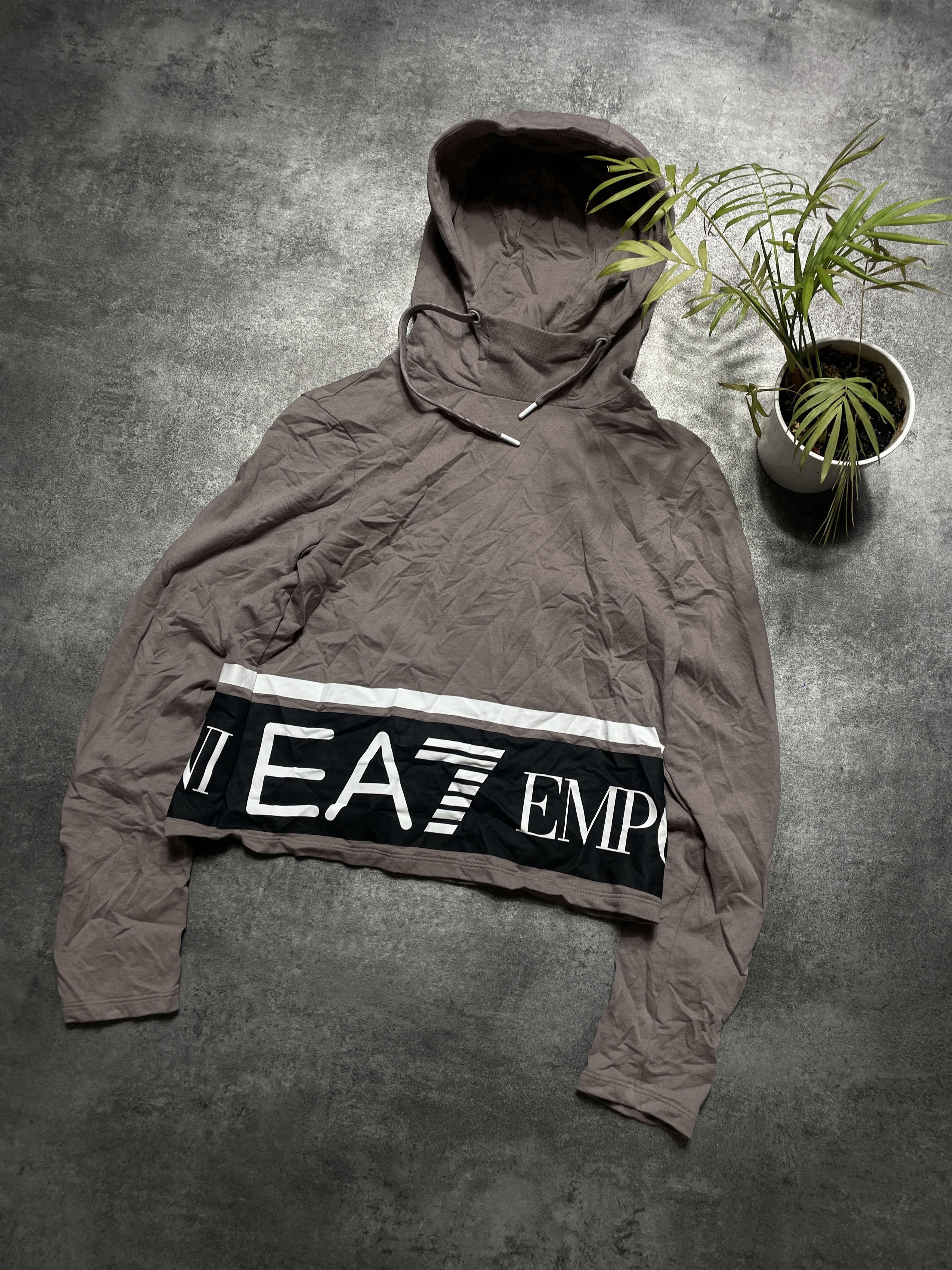 Emporio Armani Emporio Armani Hoodie Cropped Spellout Premium Size S / US 4 / IT 40 - 1 Thumbnail