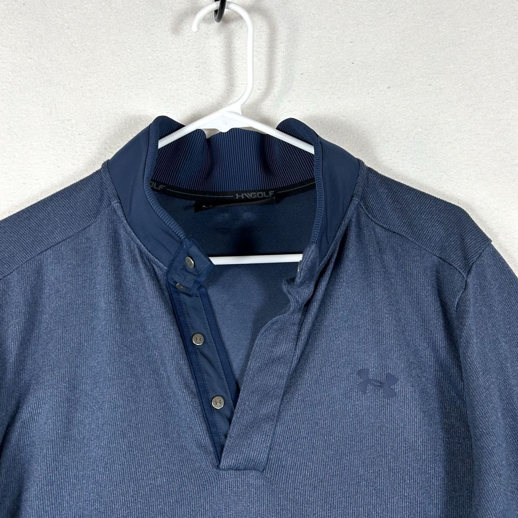 Under Armour Under Armour Golf Storm Cold Gear 1/4 Snap Pullover Mens M Blue Mock Neck Pullover Sports Logo Storm Size US M / EU 48-50 / 2 - 2 Thumbnail