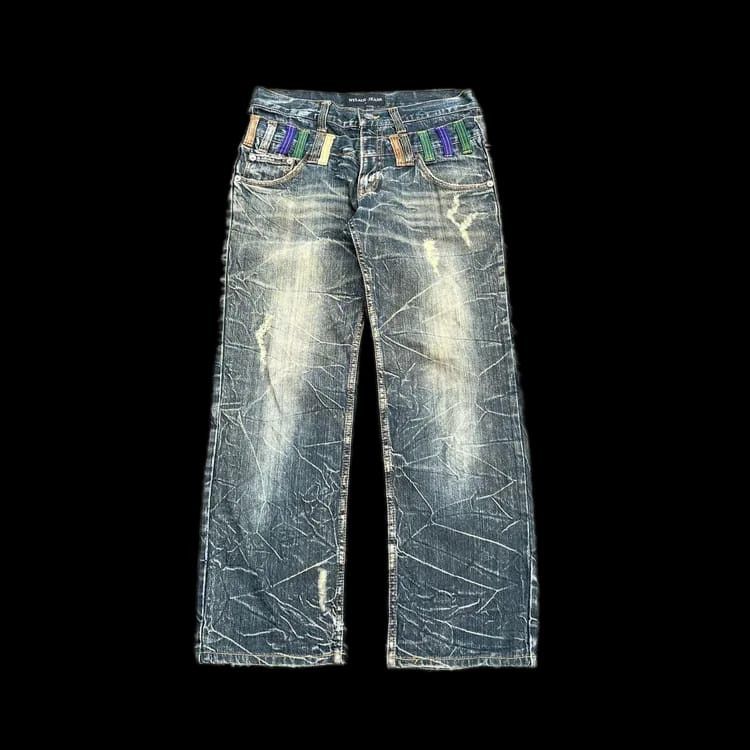Japanese Brand Nylaus Double Waist Ifsixwasninen Lgb Distressed Denim Size US 32 / EU 48 - 1 Thumbnail