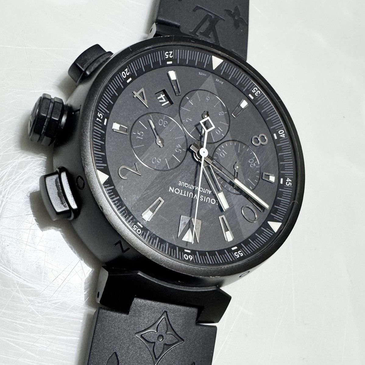 Louis Vuitton Authentic Louis Vuitton Tambour Black TO4139 Q1A62 Monogram Size ONE SIZE - 15 Thumbnail