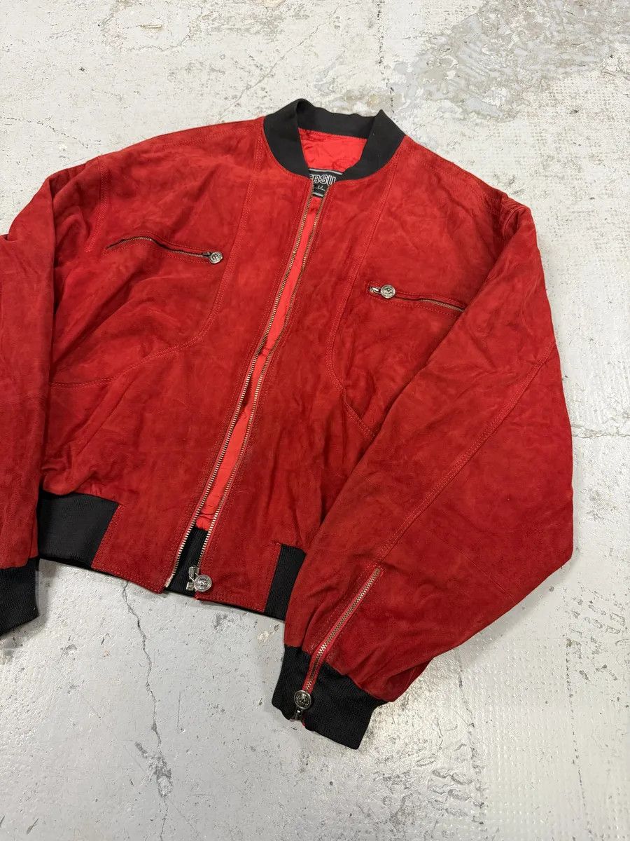 Versace 2000s Versace Red Leather Bomber Jacket Size US M / EU 48-50 / 2 - 9 Thumbnail