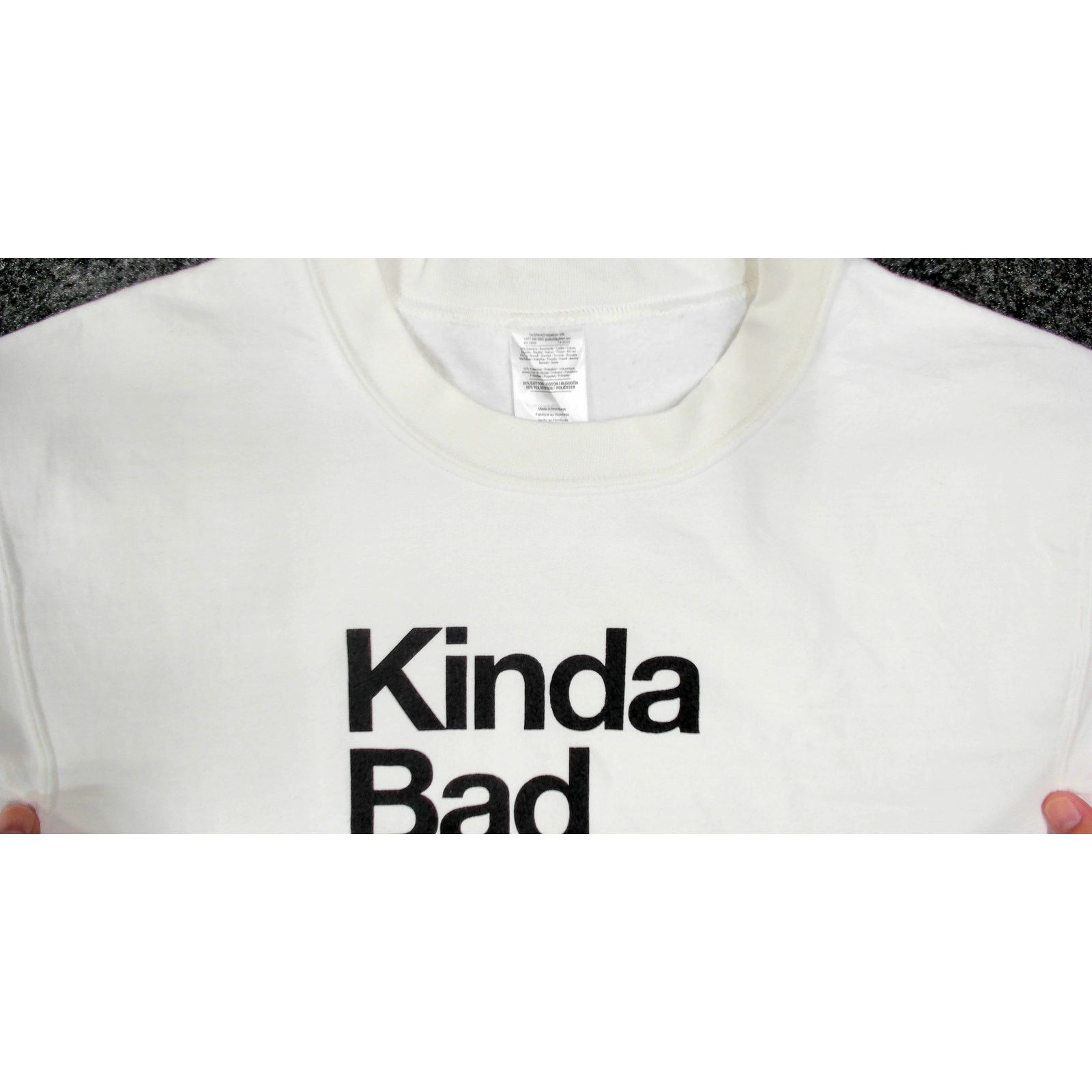 Gildan 2010s Kinda Bad Kinda Boujee Boxy White Sweatshirt Size S / US 4 / IT 40 - 10 Thumbnail