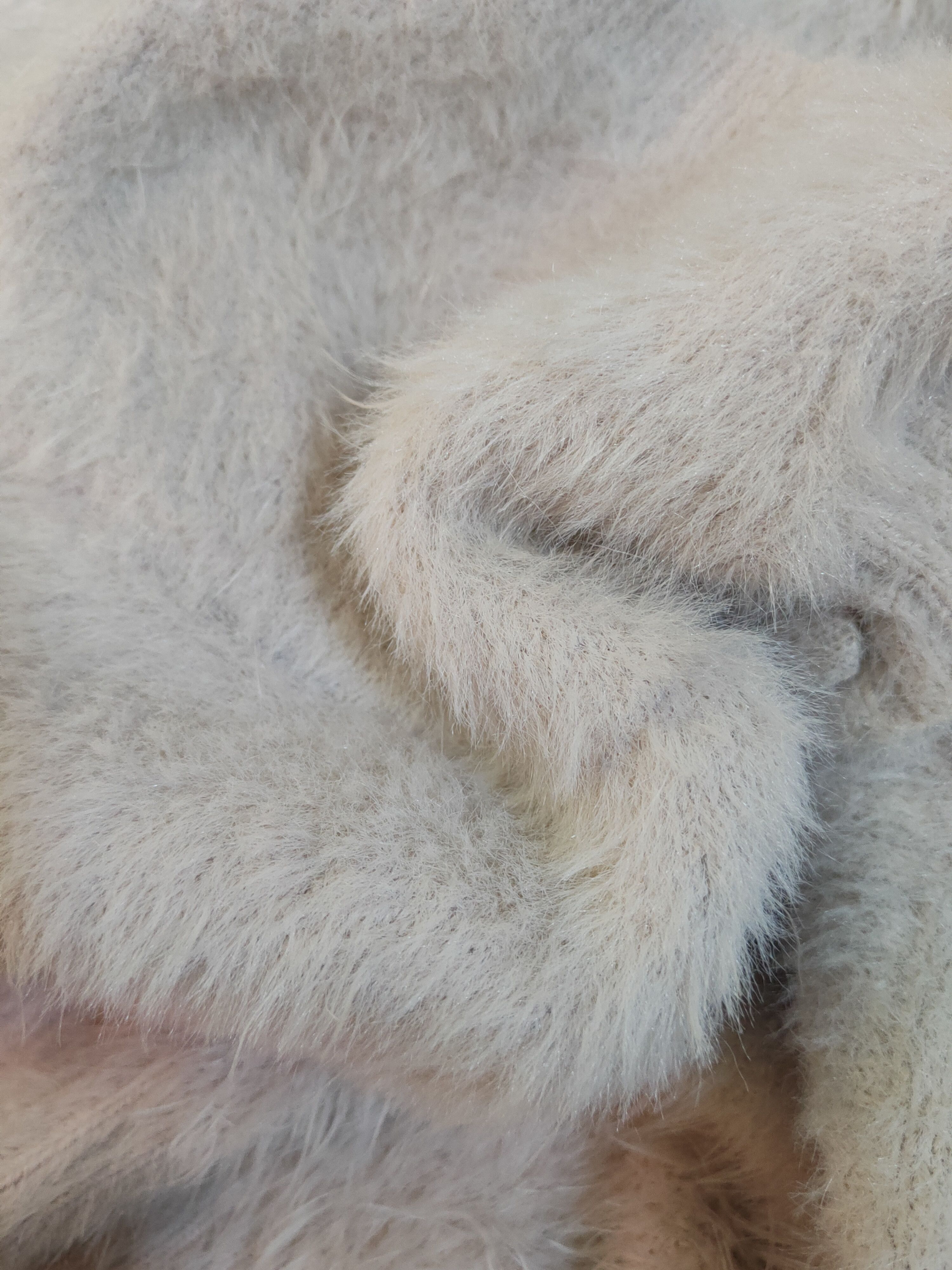 Homespun Knitwear Evelyn Beige Fur Mohair Knitwear Cardigan #S2282 Size L / US 10 / IT 46 - 11 Thumbnail