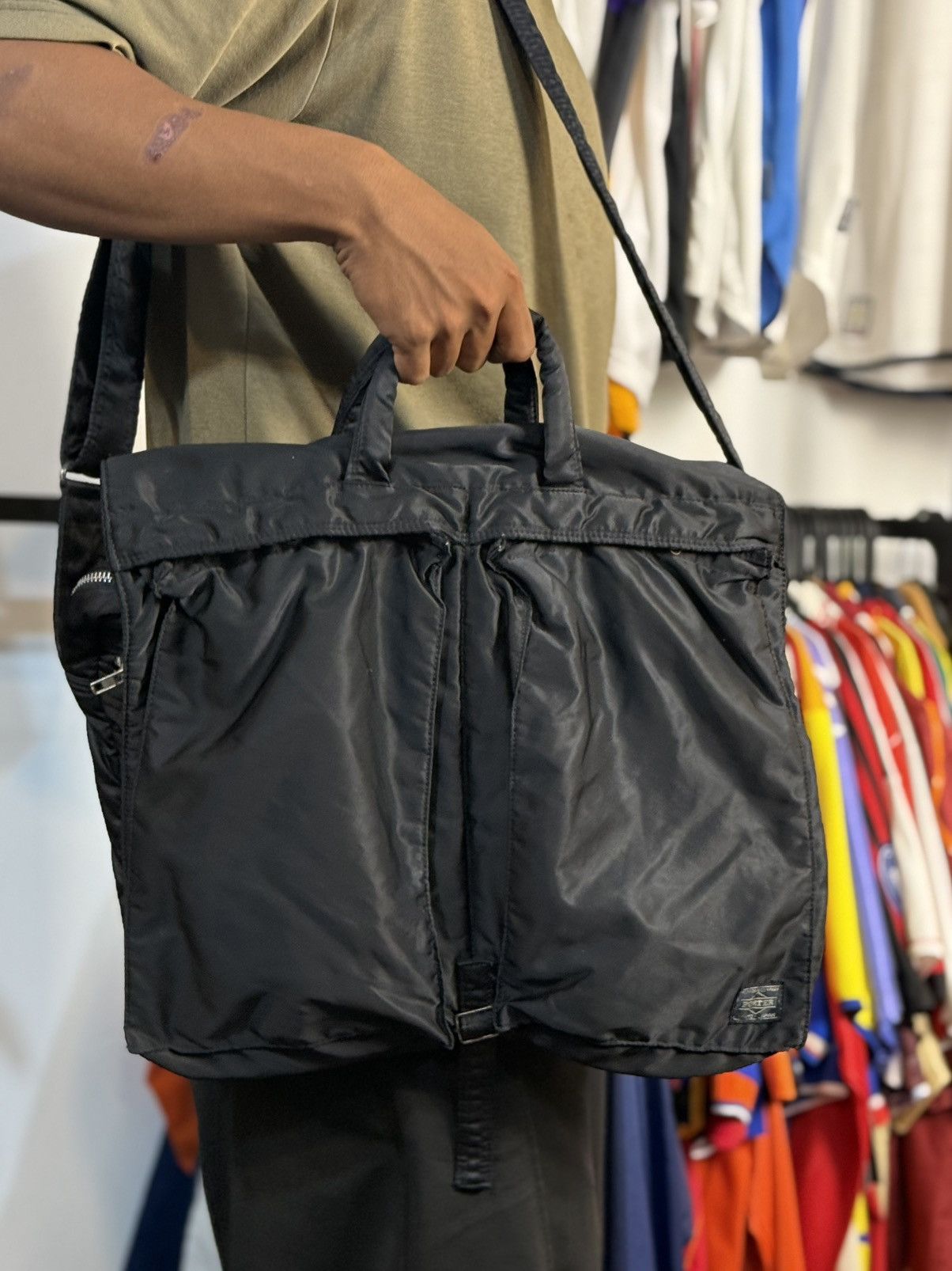 Porter-Yoshida & Co. Tanker 2Way Helmet Bag in black.