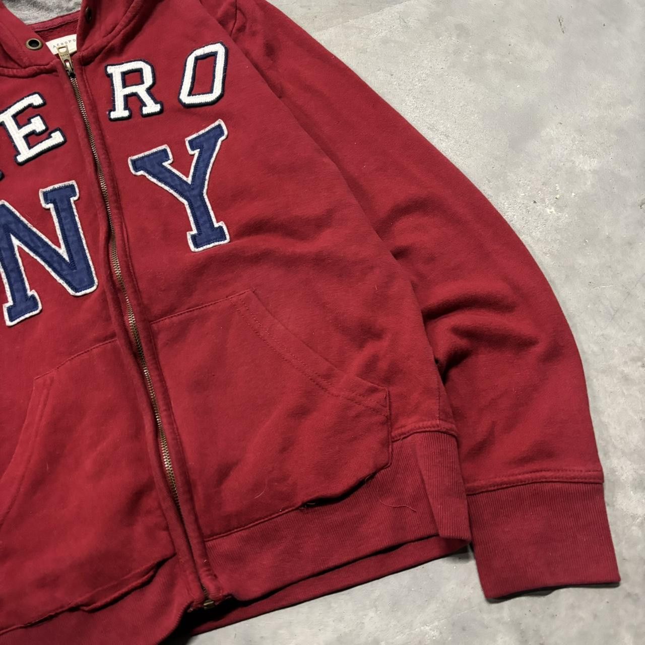 Aeropostale × Vintage Crazy Vintage Y2K/2000s Red Aeropostale NY Skater Streetwear Zip Up Hoodie! Size US XS / EU 42 / 0 - 4 Thumbnail