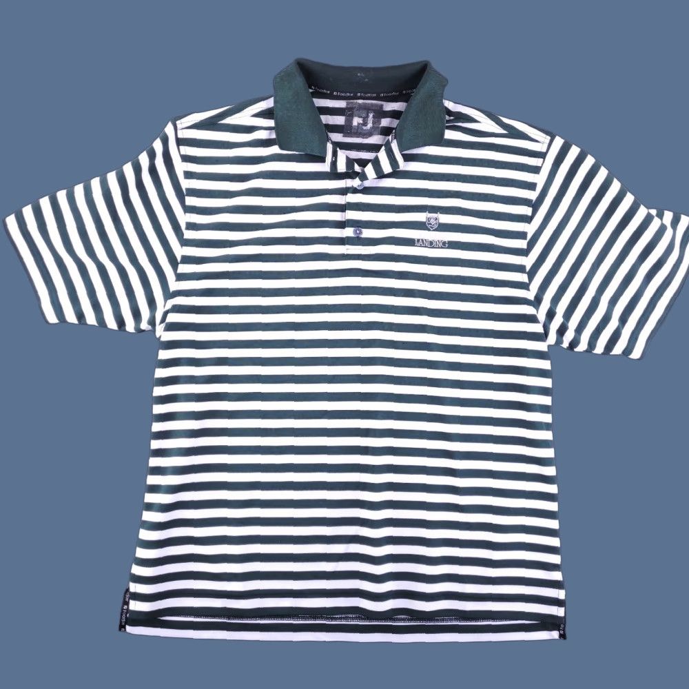 Footjoy FootJoy Polo Shirt Mens L Green White Stripe Short Sleeve Golf Shirt Size US L / EU 52-54 / 3 - 1 Thumbnail