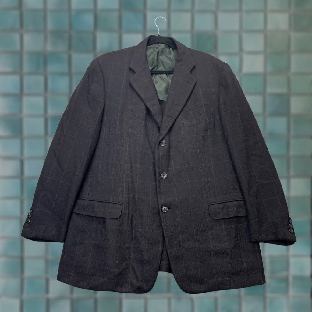 Ermenegildo Zegna VTG Ermenegildo Zegna Jacket Mens XL Black Plaid Coat Wool Single-Breasted Notch Lapel Classic Tuxedo-Style Vintage Size 46R - 1 Thumbnail