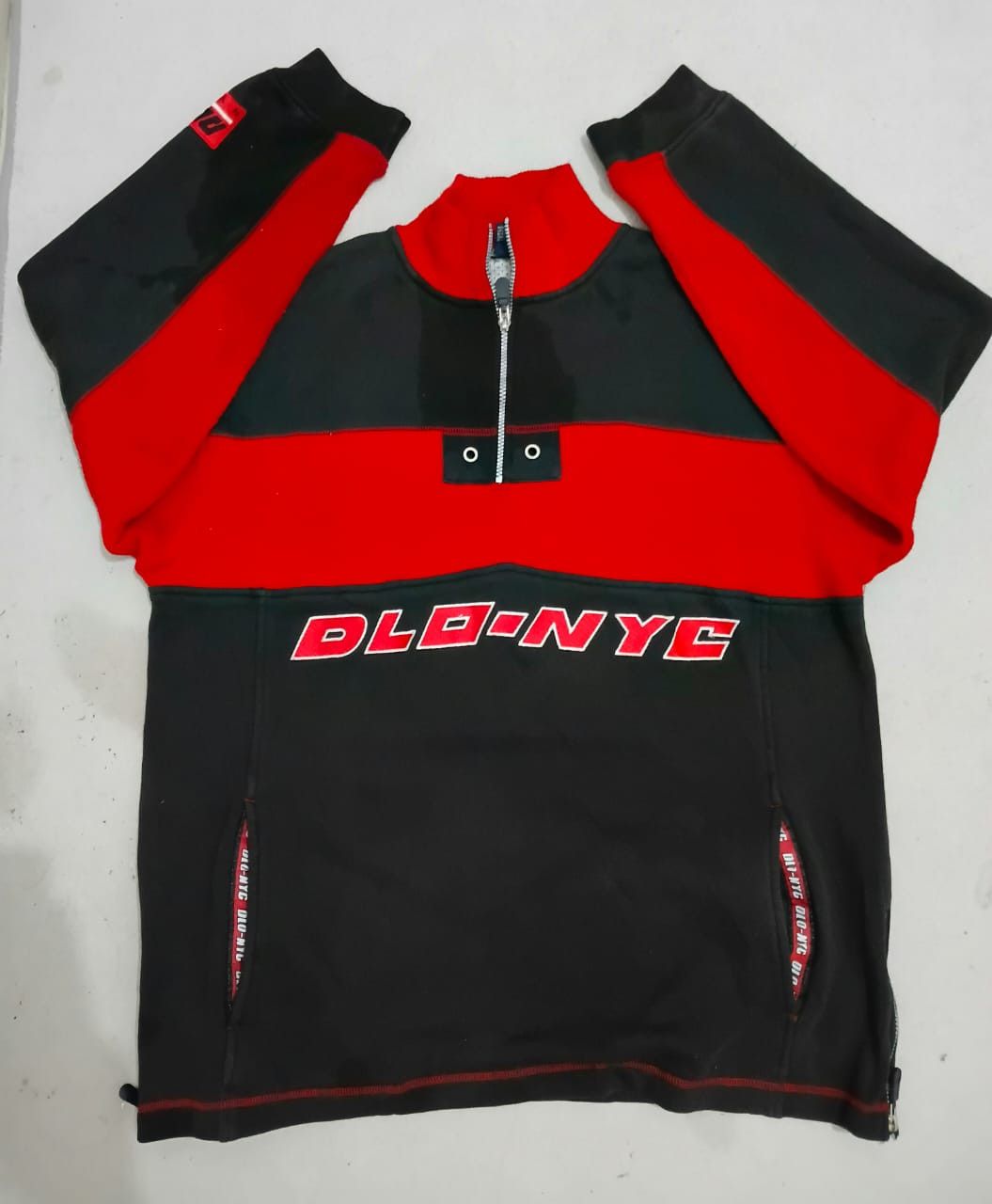 Vintage Vtg DLO NYC embroidery 1/4 ZIP pullover 90s HipHop fashion Size US XL / EU 56 / 4 - 6 Thumbnail