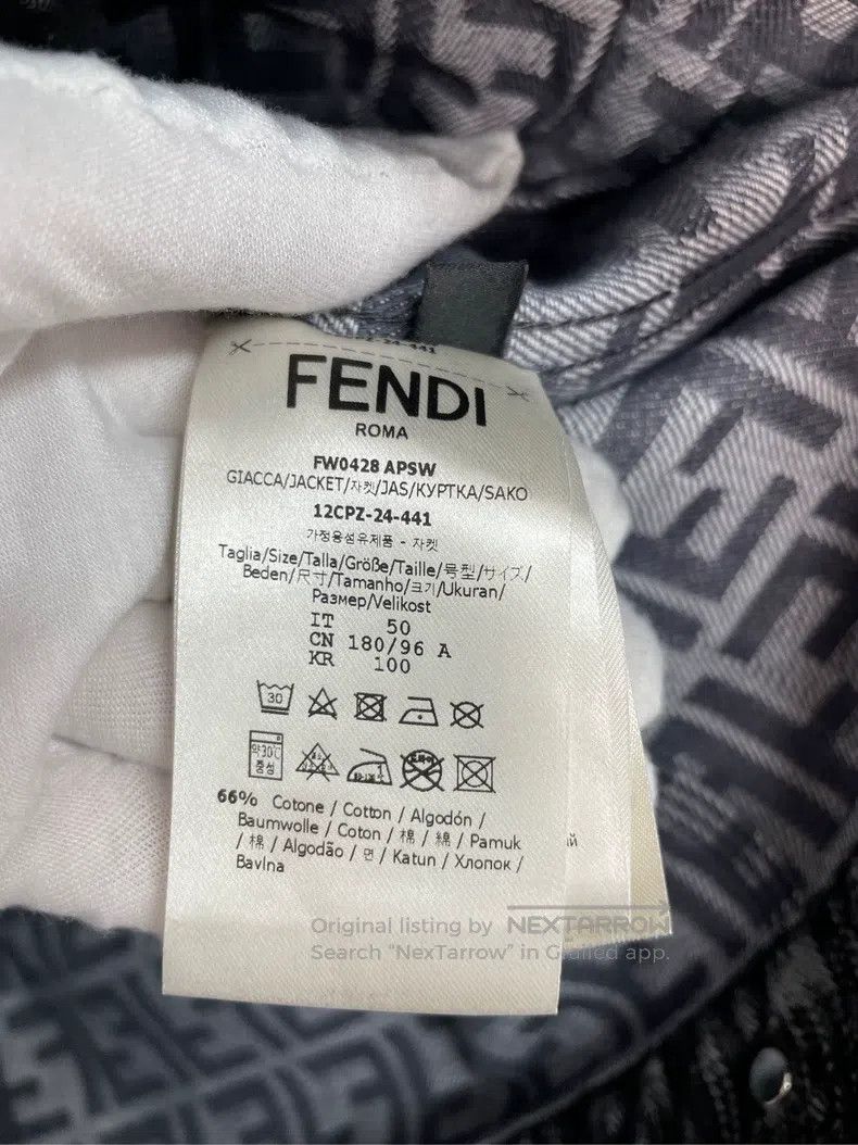 Fendi Fendi Velvet Printed Denim Jacket in Black and Grey Size US M / EU 48-50 / 2 - 5 Thumbnail
