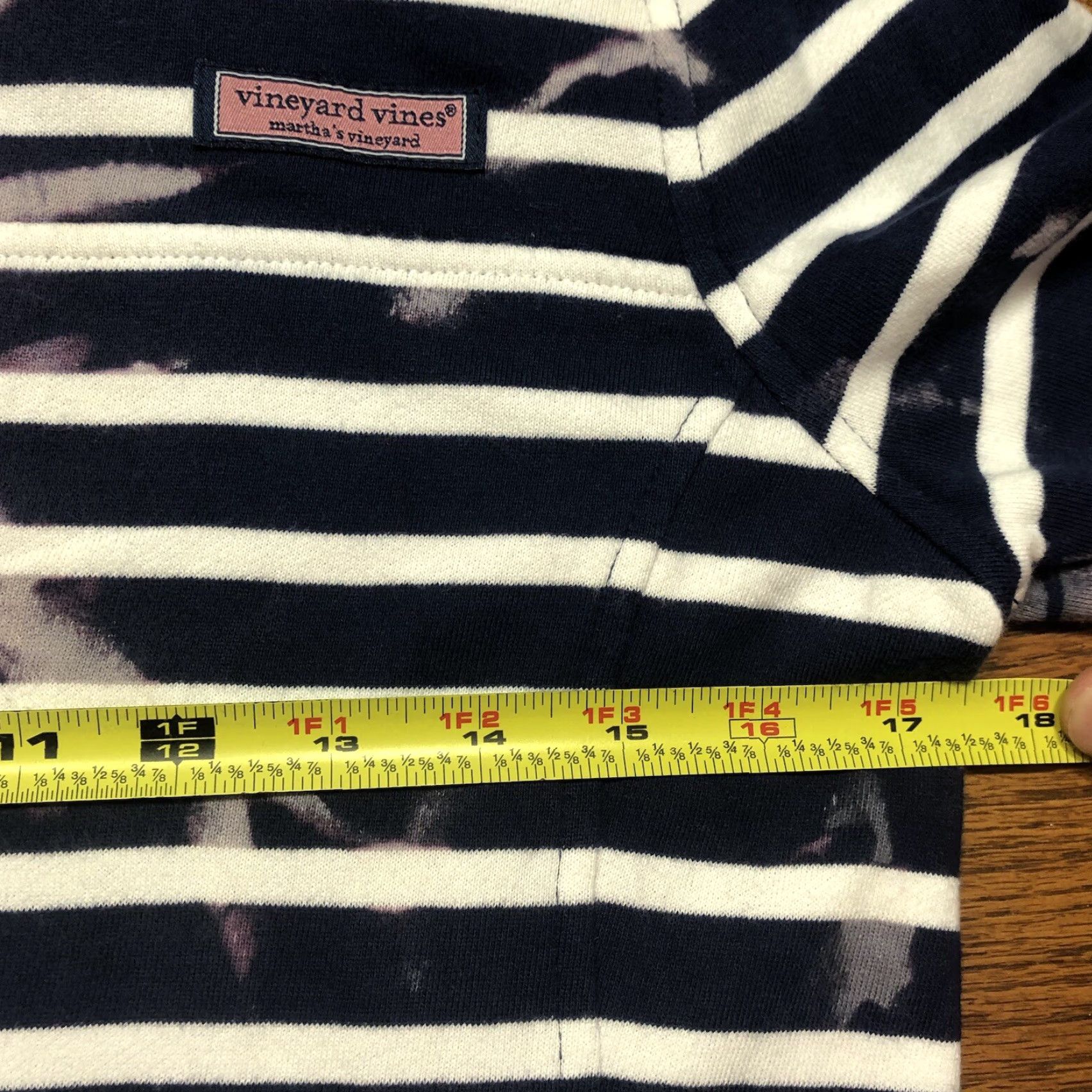 Vineyard Vines Vineyard Vines Womens 1/4 Zip L/S XS Striped Tie Dye Acid Wash Sweatshirt Blue Size XS / US 0-2 / IT 36-38 - 6 Thumbnail