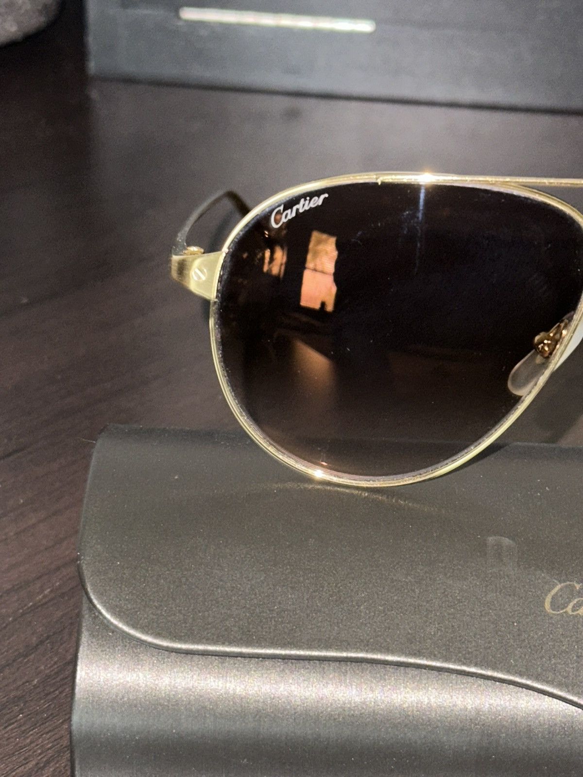 Cartier Cartier Brown Pilot Unisex Sunglasses Size ONE SIZE - 5 Thumbnail