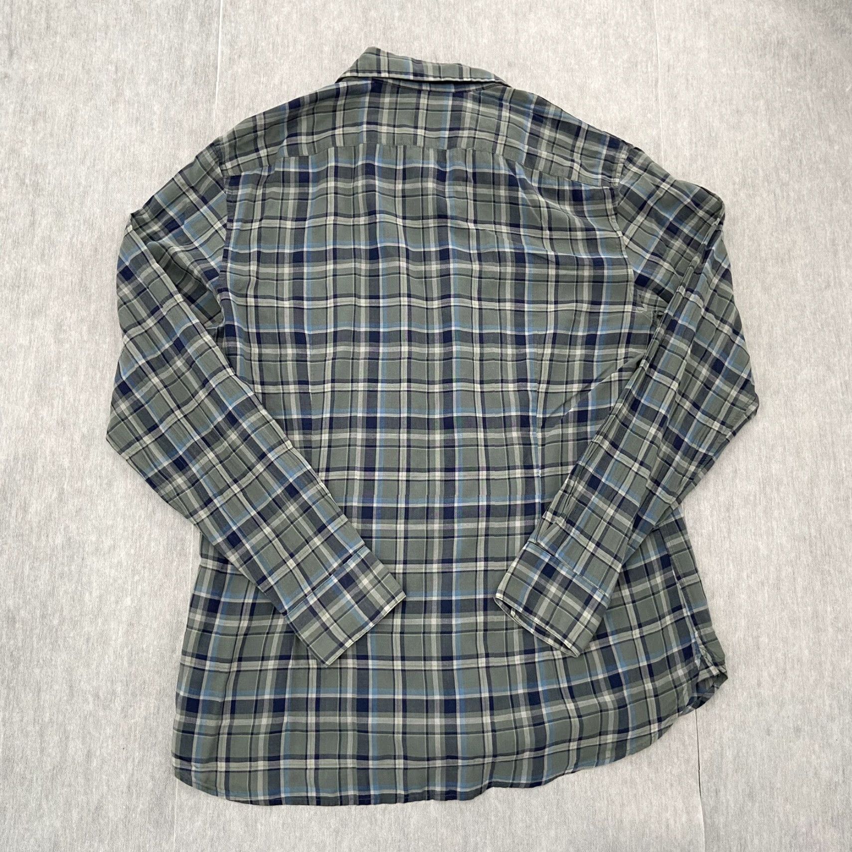 John Varvatos John Varvatos Shirt Adult Small Green Plaid Button-Up Long Sleeve Mens S Cotton Vintage No Size US S / EU 44-46 / 1 - 2 Thumbnail