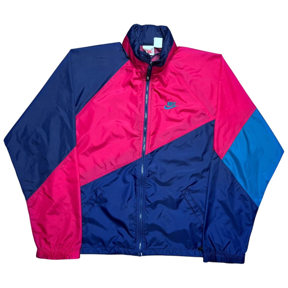 Nike Vtg 1990s Nike Swoosh Color Block Zip Up Windbreaker Jacket Size US L / EU 52-54 / 3 - 1 Thumbnail