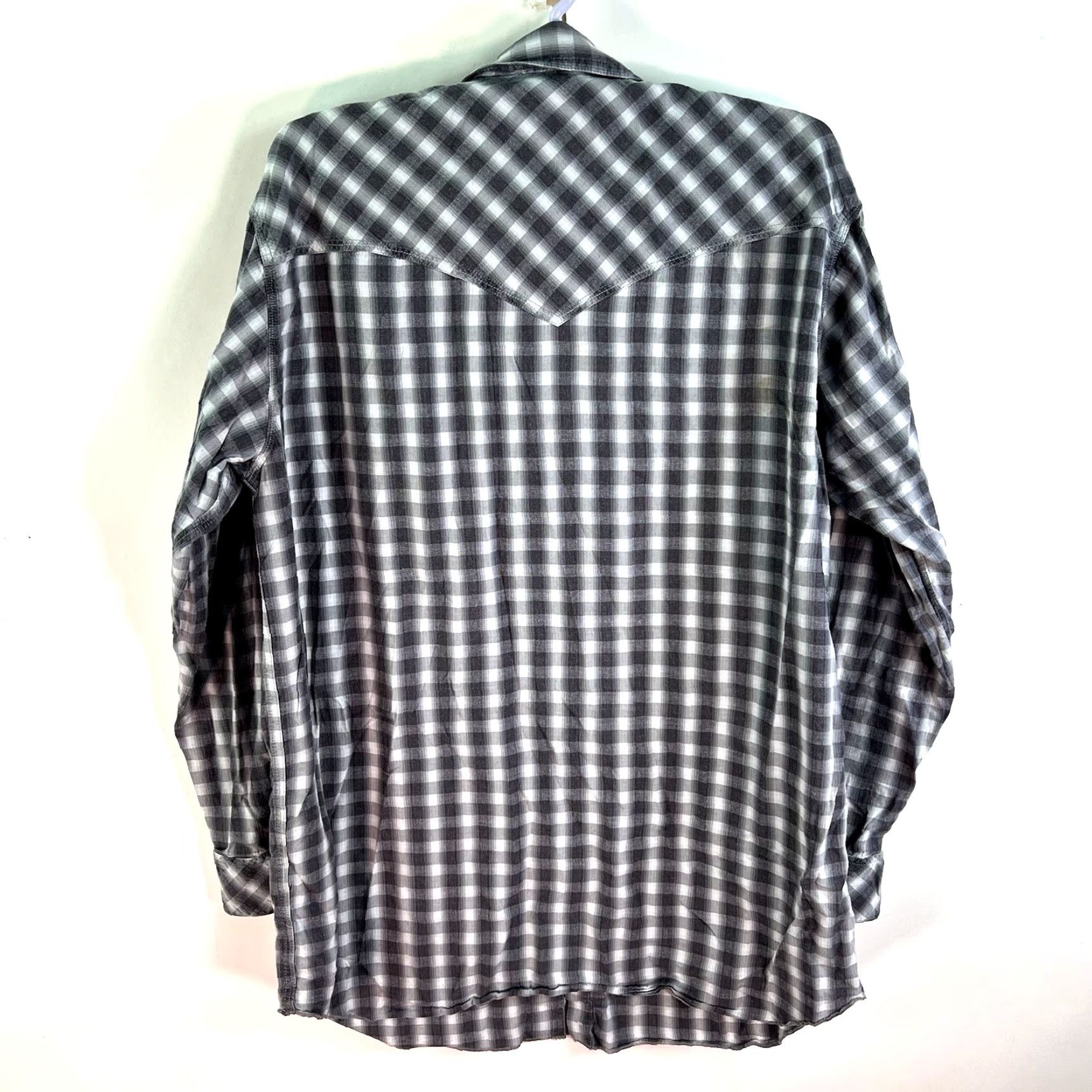 Walls Walls Gray Plaid Pearl-Snap Shirt Men's Regular Size M Long Sleeve Cowboy Outdoor Size US M / EU 48-50 / 2 - 7 Thumbnail