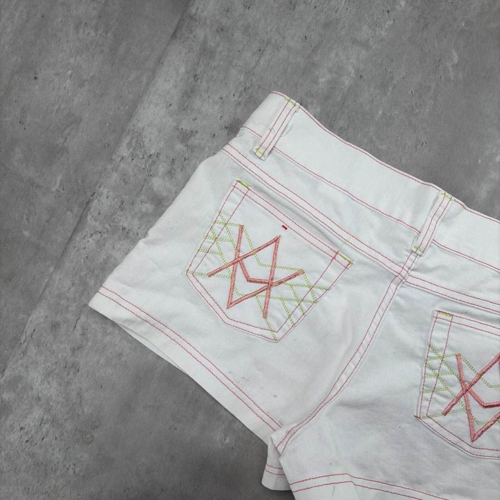Other Y2K White A-Jeans Grunge Skater Mini Denim Shorts Size 32" / US 10 / IT 46 - 4 Thumbnail