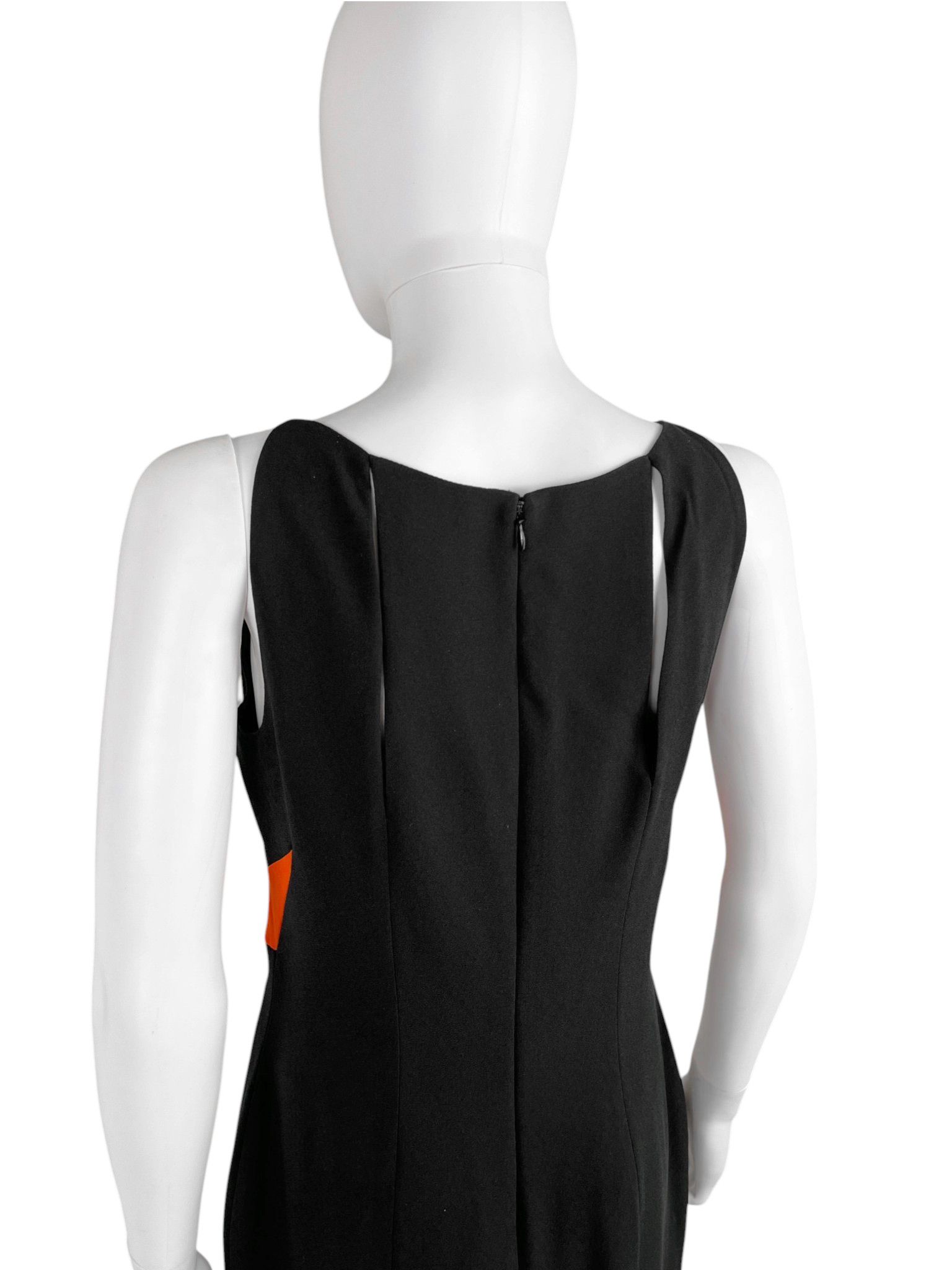 Jil Sander by Raf Simons Black Wool Sheath Dress Orange Cut-Out Panels Size XS / US 0-2 / IT 36-38 - 8 Thumbnail