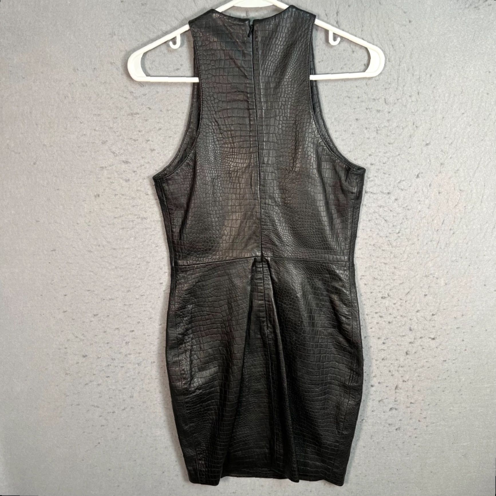Vintage Bec & Bridge Black Croc-Embossed Leather Mini Dress Womens Size 2 Size XS / US 0-2 / IT 36-38 - 2 Thumbnail