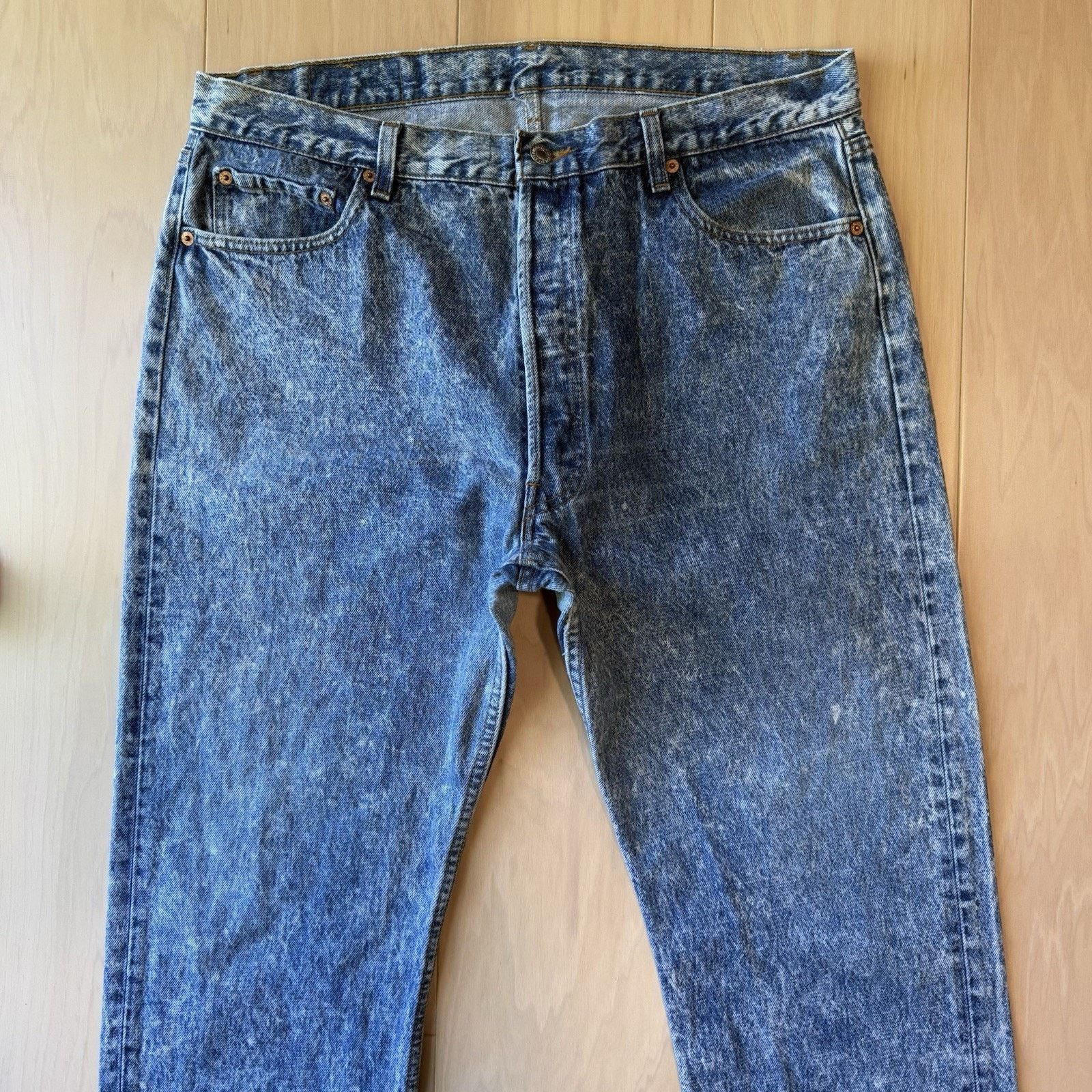 Levi's Vintage Levis 501 Jeans 37 Blue 80s Stone Wash Made in USA Size US 37 - 3 Thumbnail