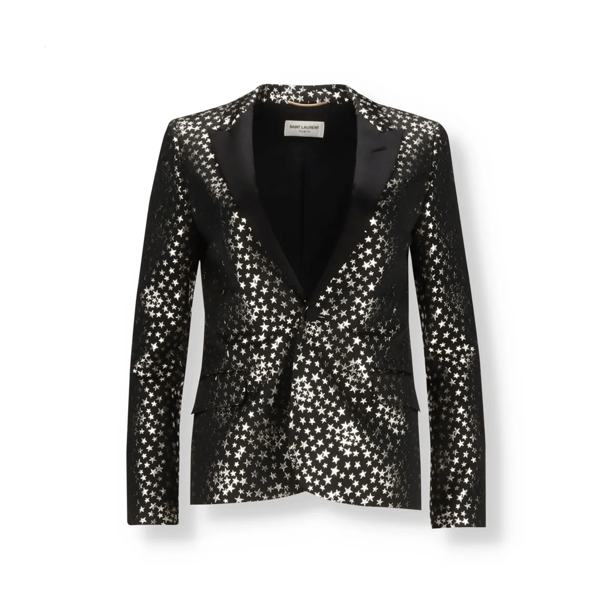 Saint Laurent Paris o1tko11224 Star-jacquard Tuxedo Jacket in Black/Gold Size US S / EU 44-46 / 1 - 2 Thumbnail