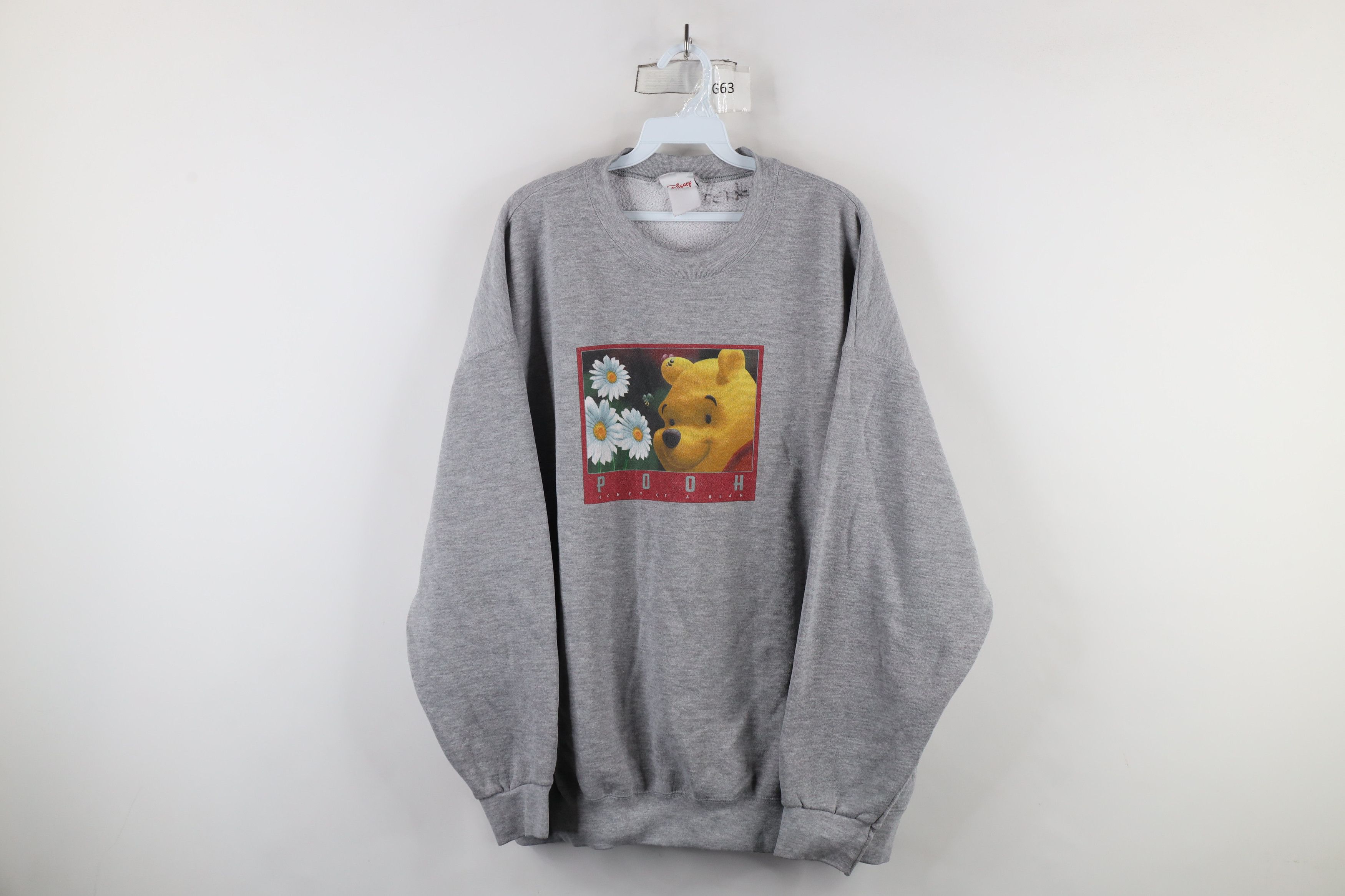 Disney × Vintage Vintage 90s Disney Winnie the Pooh Box Logo Sweatshirt Gray Size 3XL / US 20-22 - 1 Thumbnail