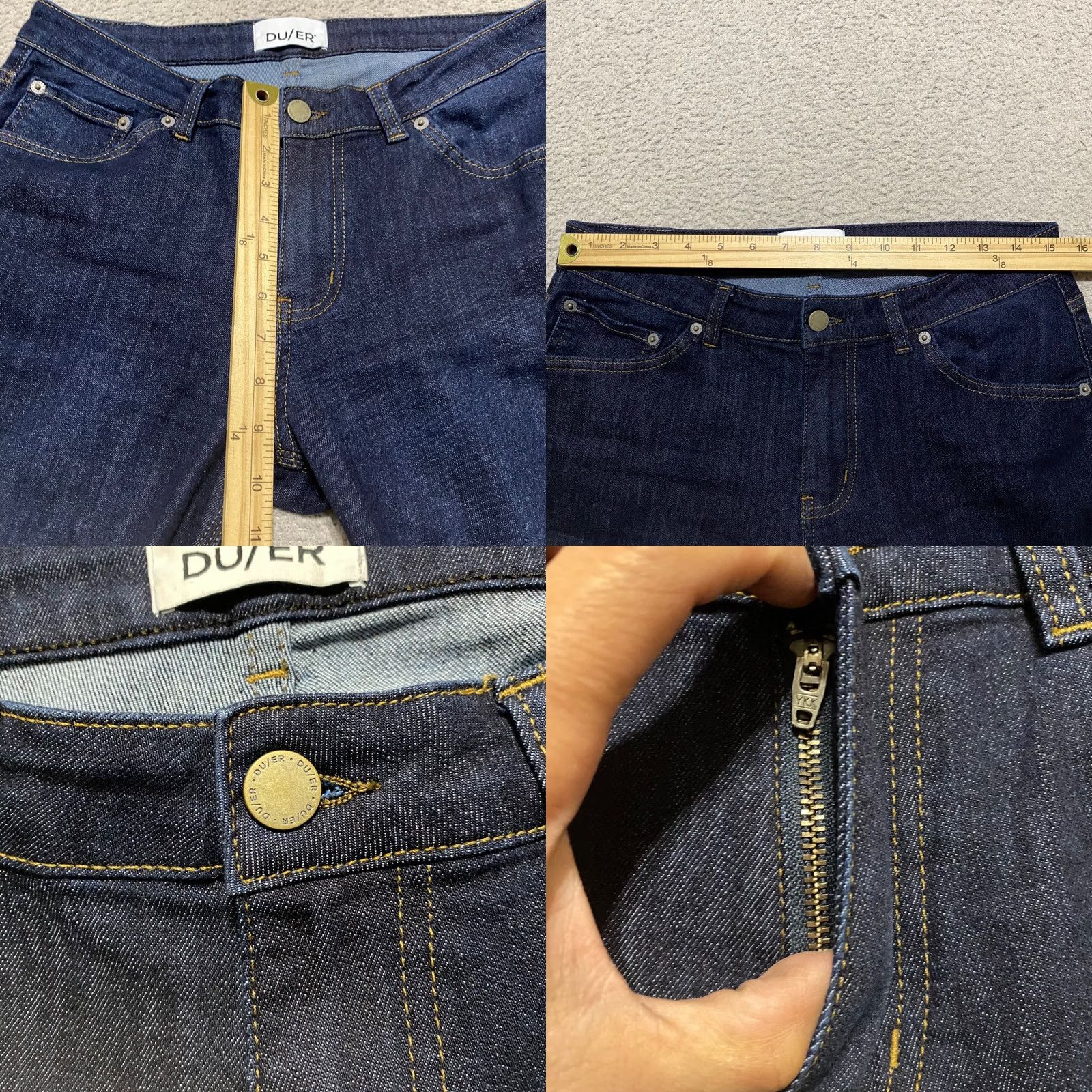 Denime Du/er Jeans Womens Blue Denim Slim Straight Dark Wash Mid Rise 30x32 Size 29" - 8 Thumbnail