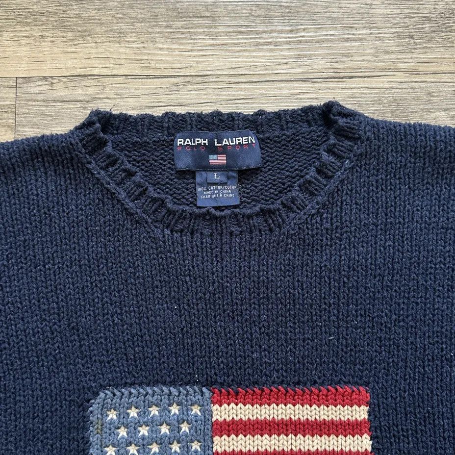Polo Ralph Lauren Vintage Polo Sport Ralph Lauren American Flag Knit Sweater Size US L / EU 52-54 / 3 - 4 Thumbnail
