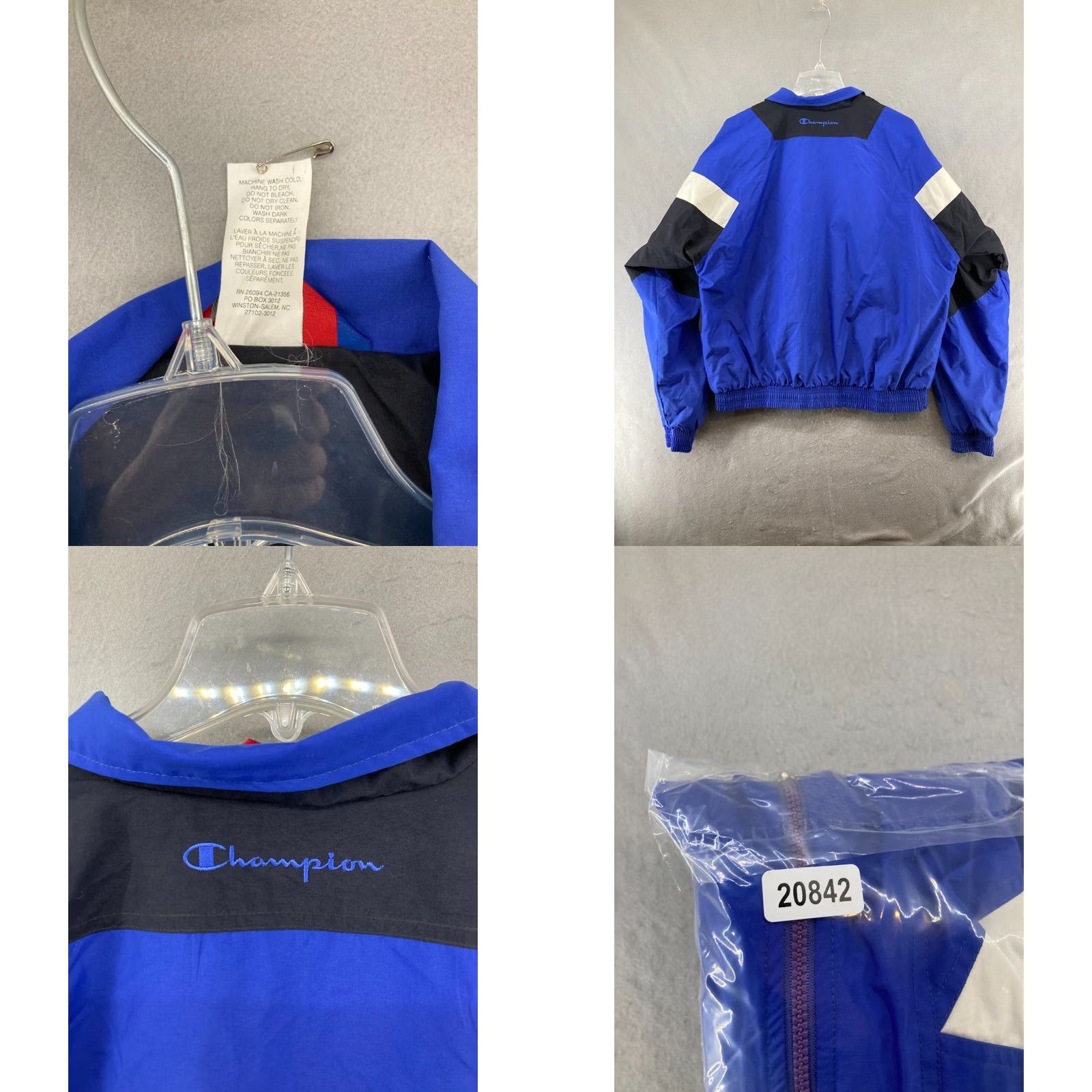 Champion VINTAGE Champion Jacket Windbreaker Athletic Full Zip Nylon Blue 90s Sports Outdoor Mens Large Blues Size US L / EU 52-54 / 3 - 8 Thumbnail