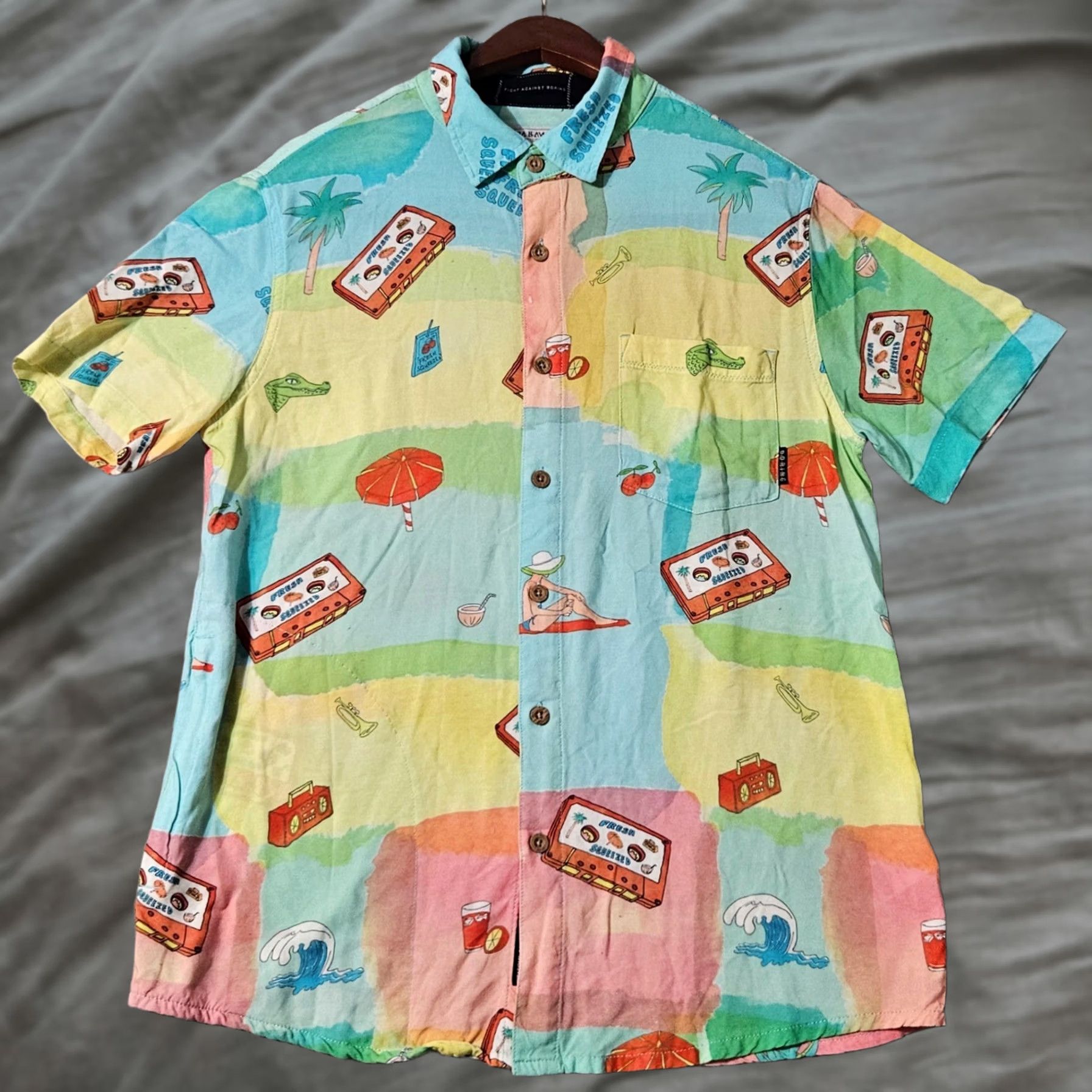 Vintage Baja Llama Shirt Mens Small Summer Beach Geometric Bright Size US S / EU 44-46 / 1 - 1 Thumbnail
