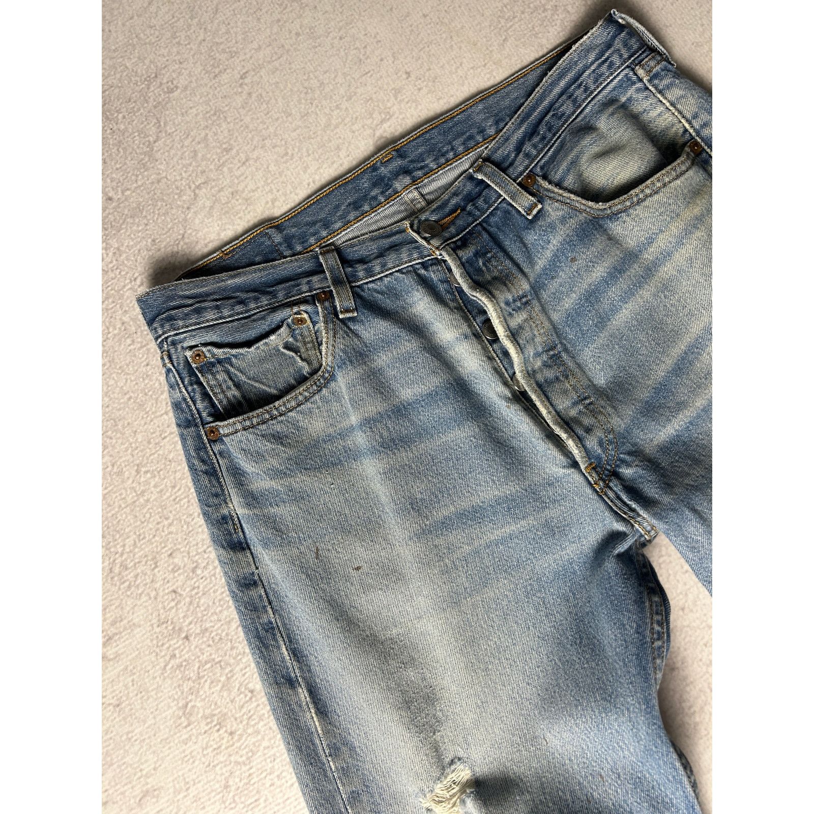 Levi's Vintage Levis 501 Denim Blue Regular Jeans For Men's 35Wx32L Size 35" - 3 Thumbnail