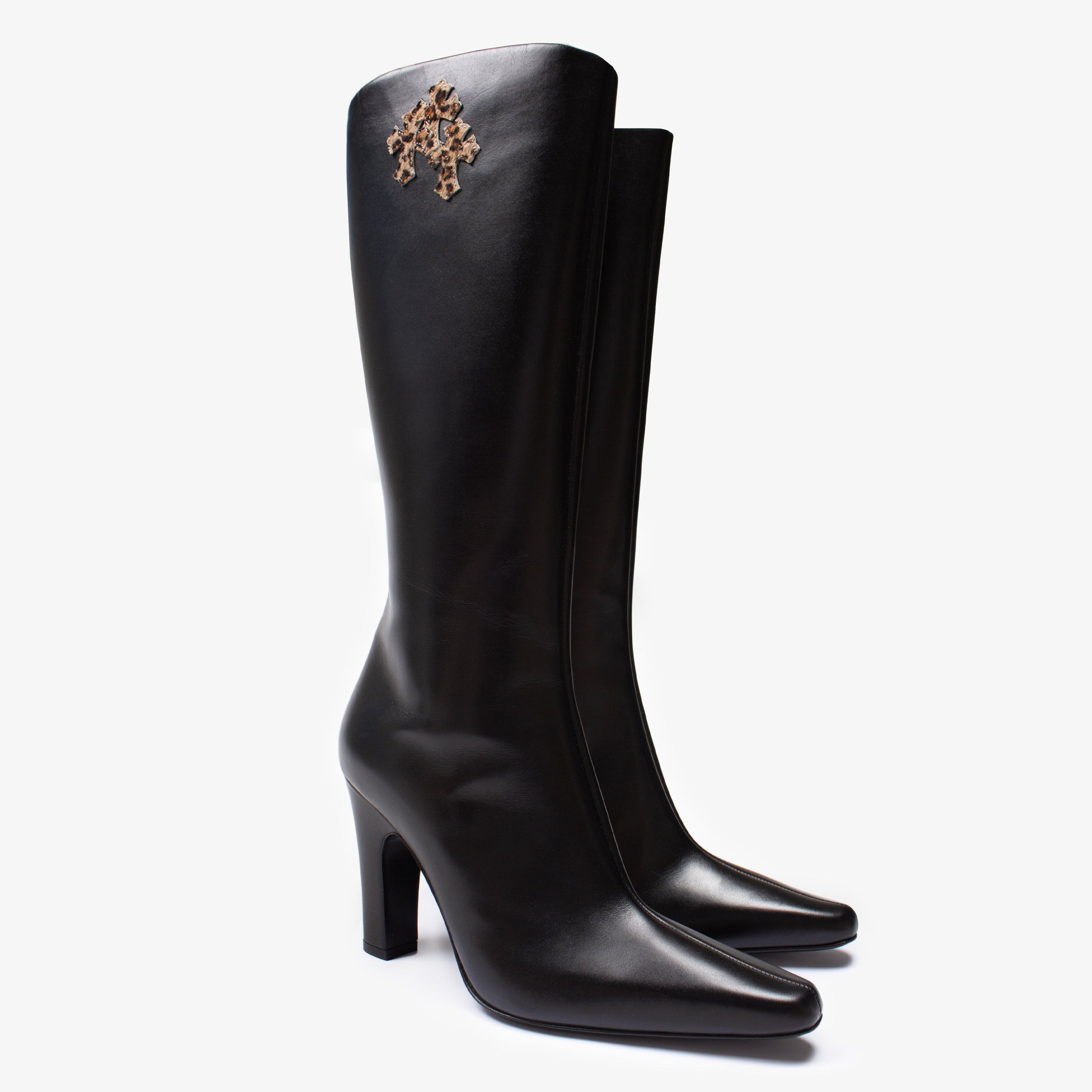 Chrome Hearts CHROME HEARTS BLACK LEOPARD PATCH SUGAR JONES BOOT Size US 8 / IT 38 - 3 Thumbnail