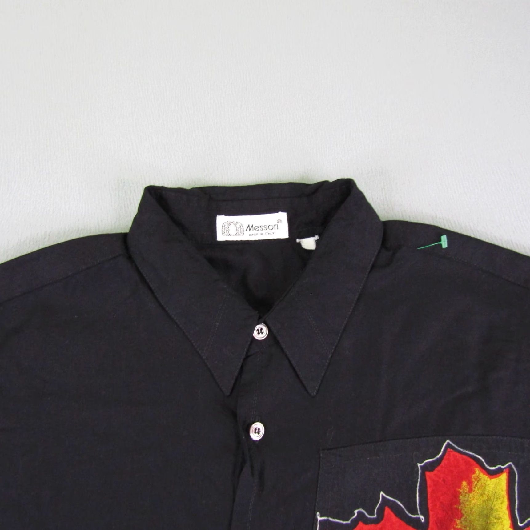Vintage Messori Shirt Mens Large Black Autumn Leaves Button Up Rayon Italy VINTAGE Casual Mens Size US L / EU 52-54 / 3 - 2 Thumbnail