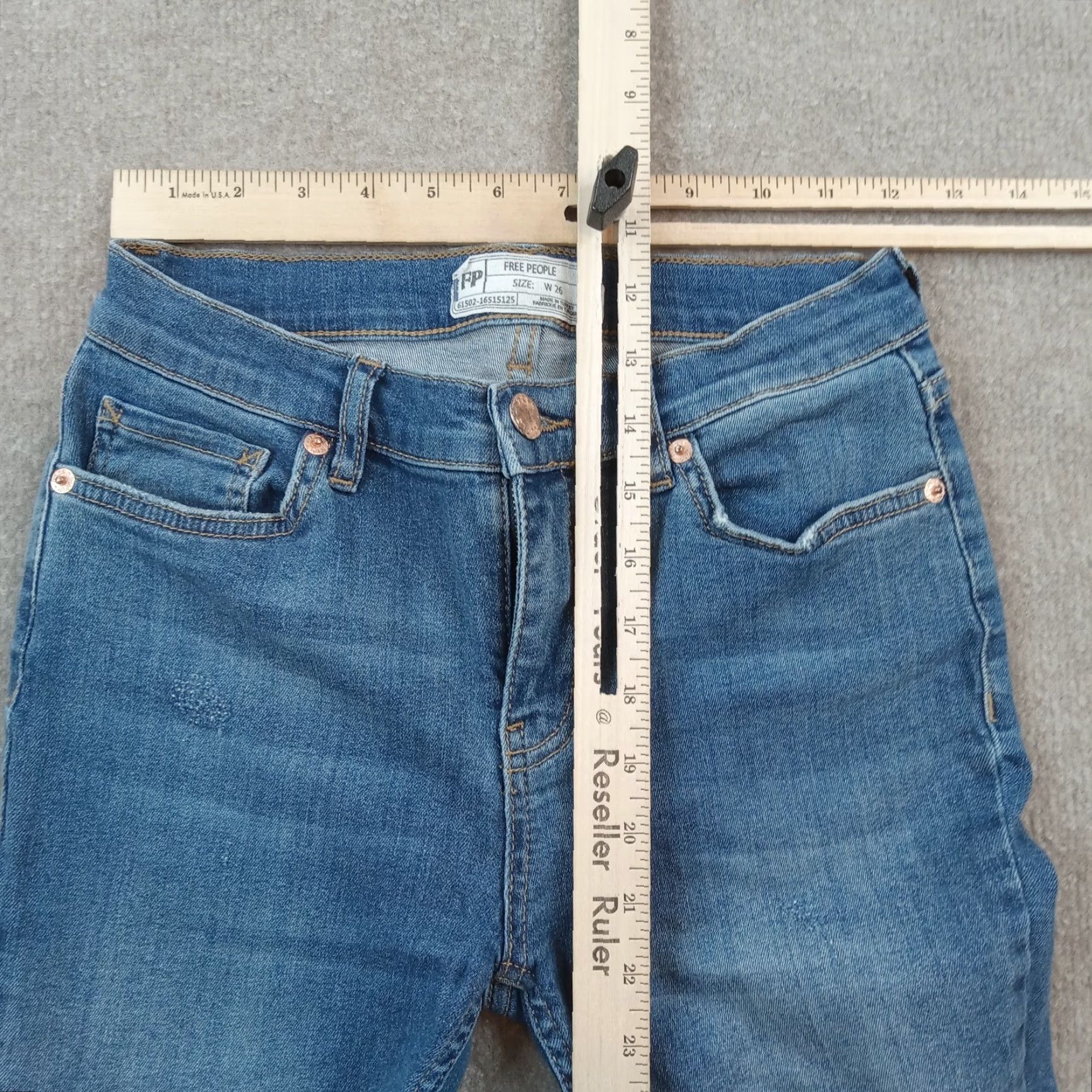 Free People Free People Women's Blue High Rise Skinny Jeans 26 Distressed Frayed Cotton Stretch Size 26" / US 2 / IT 38 - 4 Thumbnail