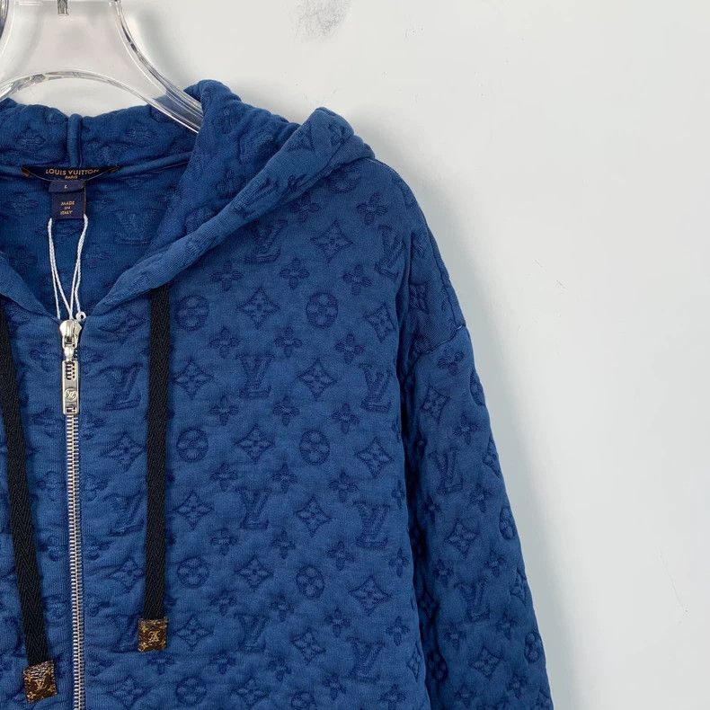 Louis Vuitton Louis Vuitton Cotton hooded drawstring zippered sweatshirt Size L / US 10 / IT 46 - 3 Thumbnail