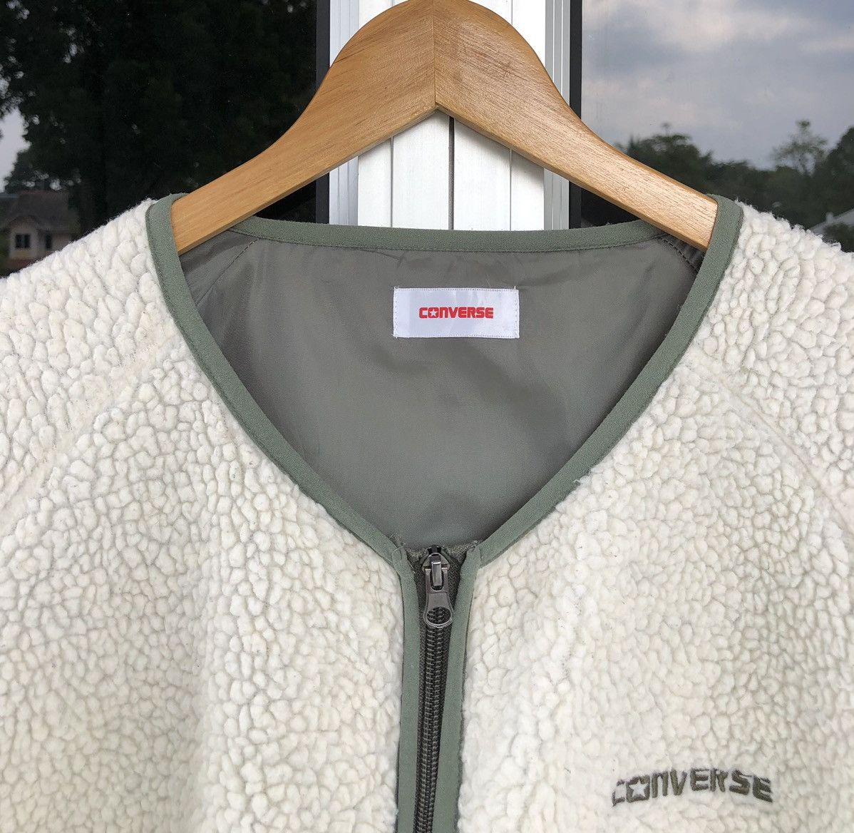 Converse CONVERSE Men No-Collar Boa Fleece Jacket with Raglan Sleeves Size US L / EU 52-54 / 3 - 12 Thumbnail