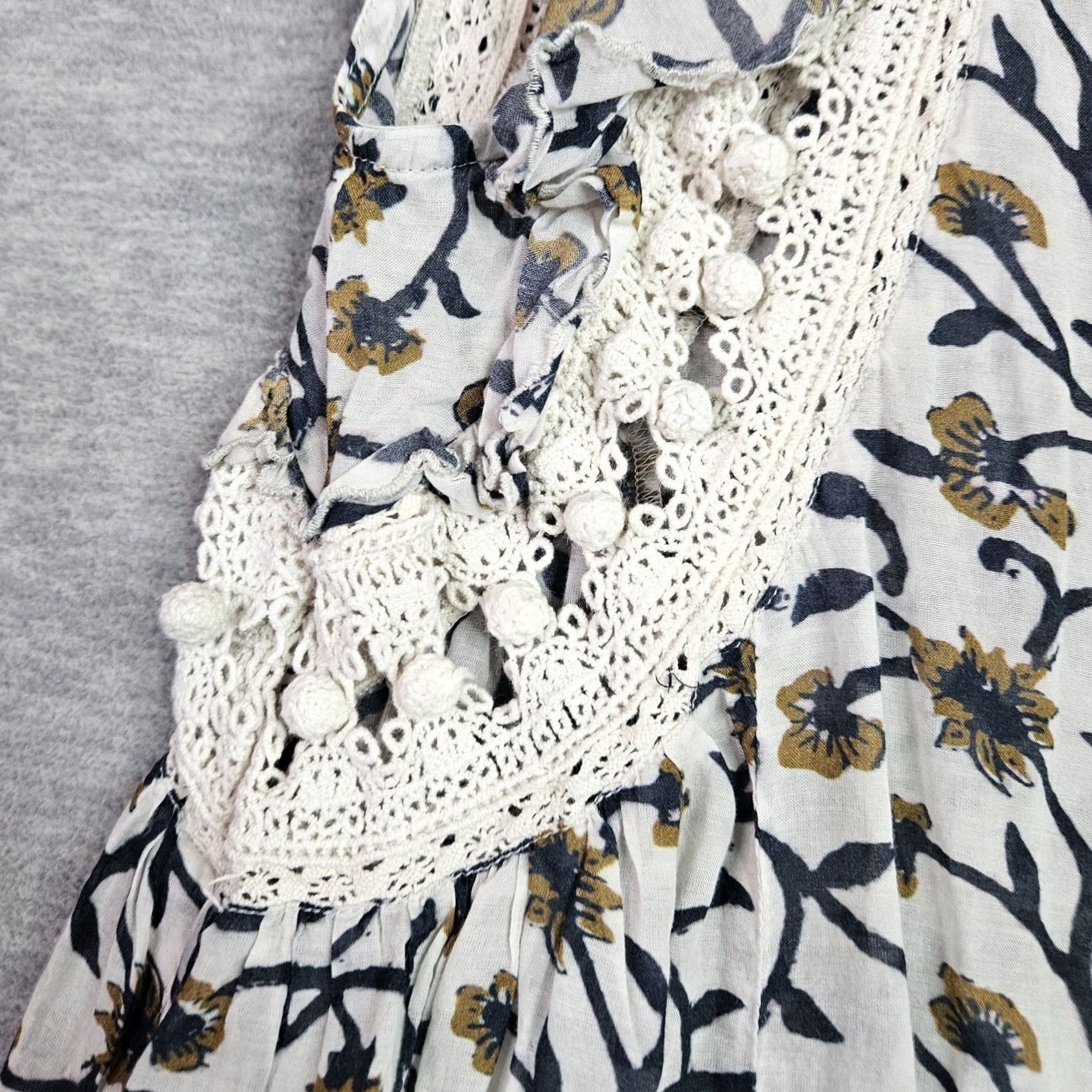 Sea New York Sea New York Blouse Women's Size 2 Floral Ruffle Lace Trim Boho Top Size XS / US 0-2 / IT 36-38 - 3 Thumbnail
